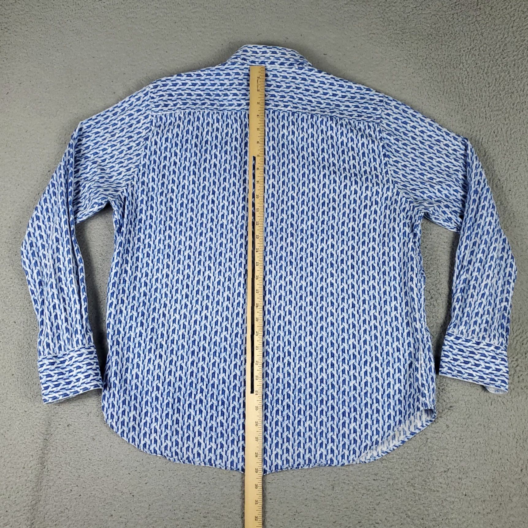 Robert Graham Robert Graham Shirt Mens XL Blue Button-Up Long Sleeve Cotton Linen Geometric Pattern Classic Modern Preppy Vintage No Size US XL / EU 56 / 4 - 3 Thumbnail