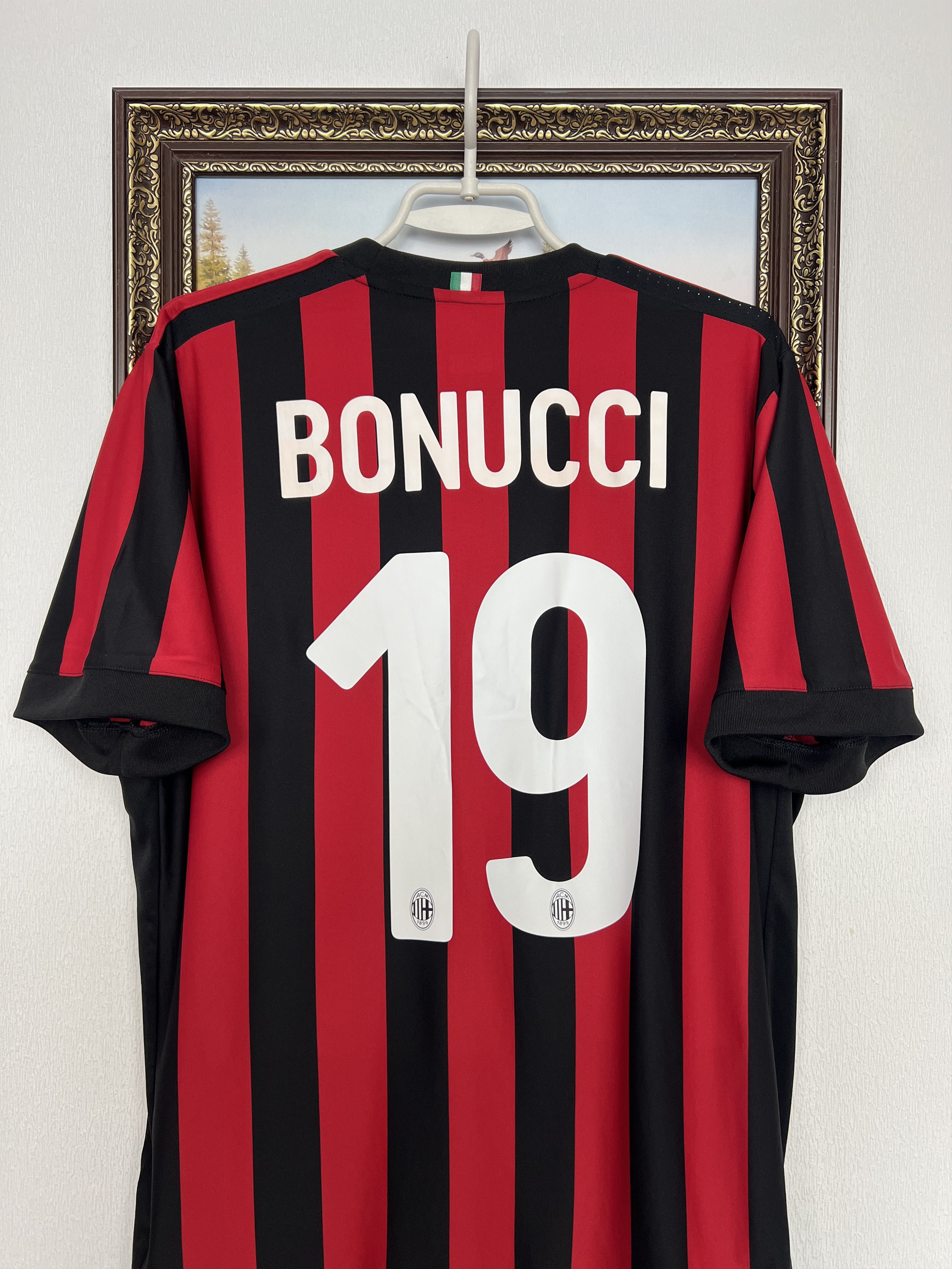 Adidas AC Milan Home football shirt 2017 Soccer #19 Bonucci Adidas Size US L / EU 52-54 / 3 - 14 Thumbnail