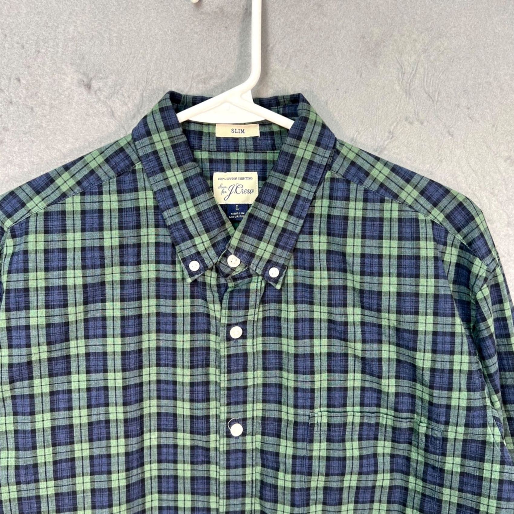 J.Crew J. Crew Shirt Button-Down Slim Fit Plaid Green Blue Cotton Mens Large L Size US L / EU 52-54 / 3 - 7 Thumbnail