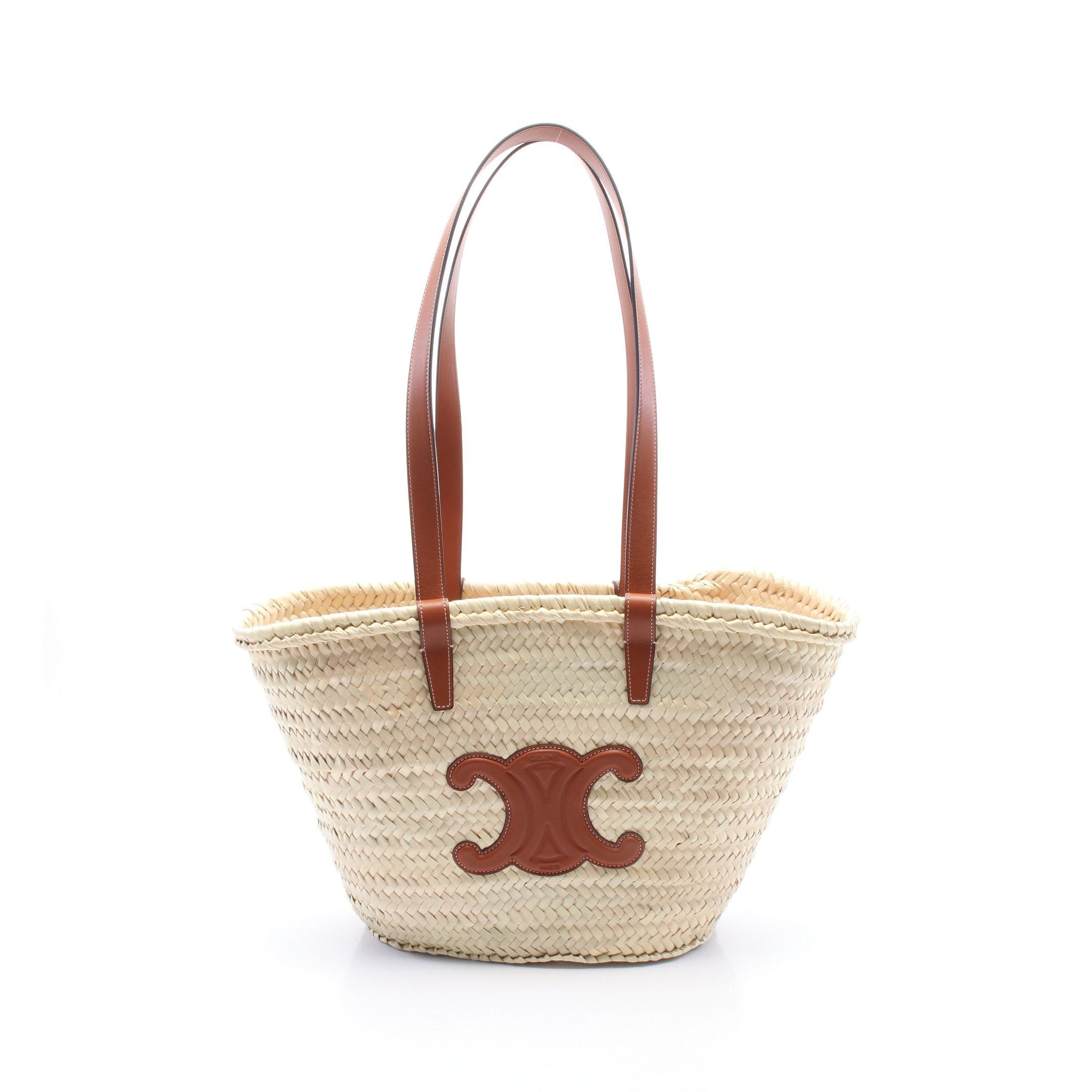 Celine Celine Medium Trio Woven Basket Bag Shoulder Raffia Leather Beige Brown Size ONE SIZE - 1 Thumbnail