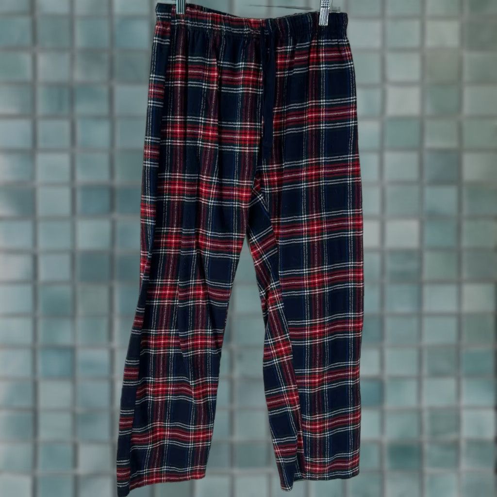 Vintage Womens Sleepwear Pajama Pants Elastic Waist Drawstring Plaid Blue Size Medium Size 32" / US 10 / IT 46 - 1 Thumbnail