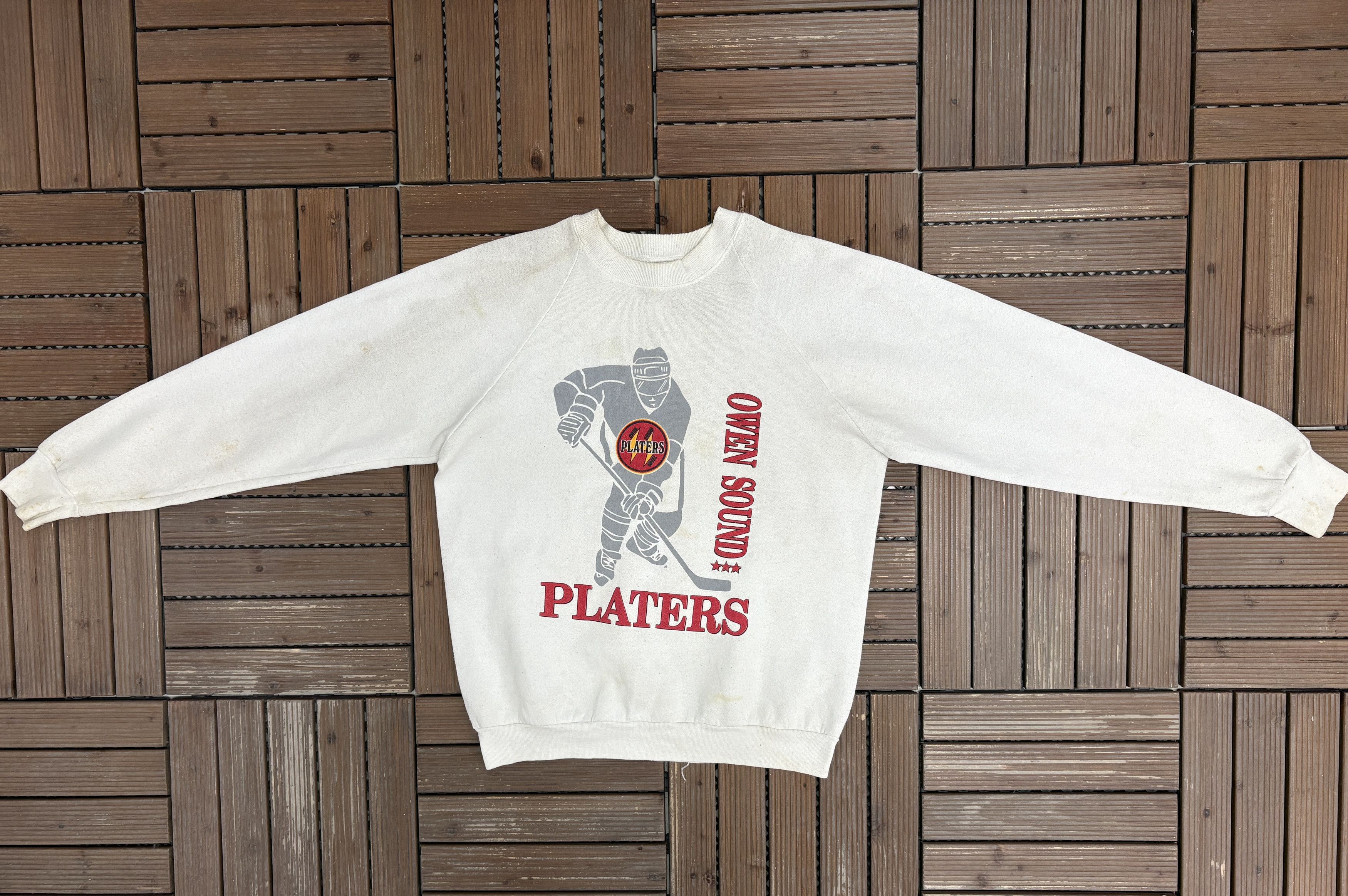 Vintage Owen Sound Platers Vintage White Crewneck Sweater Size US L / EU 52-54 / 3 - 5 Thumbnail