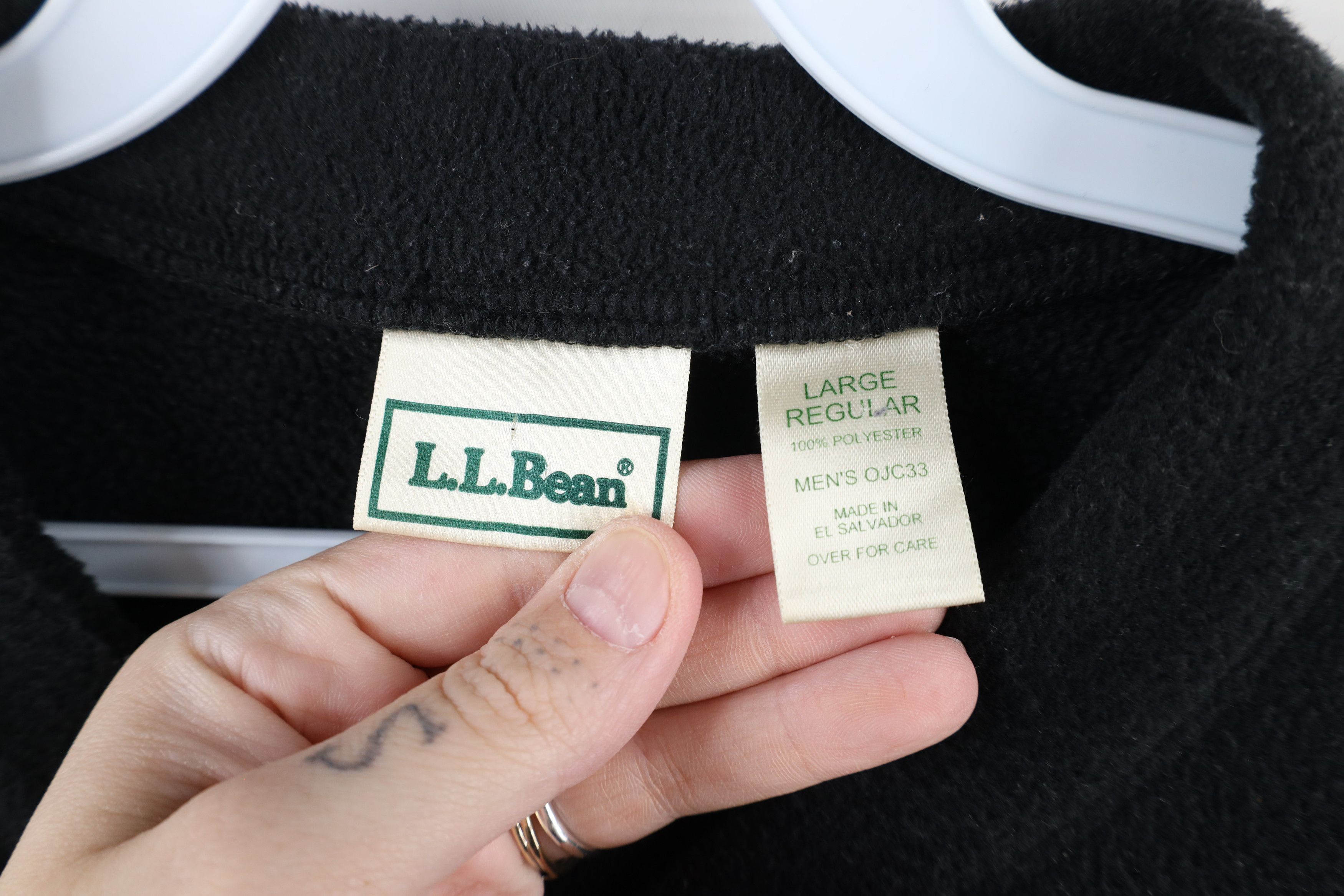 L.L. Bean × Vintage Vintage 90s LL Bean Fleece Henley Sweater Black Polyester Size US L / EU 52-54 / 3 - 4 Thumbnail