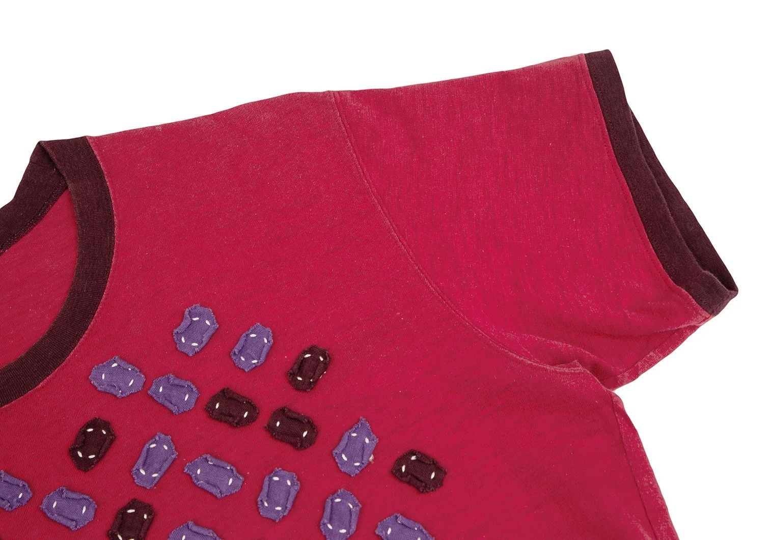 Issey Miyake Patch Sewn Ringer T-Shirt in Red Size US M / EU 48-50 / 2 - 5 Thumbnail