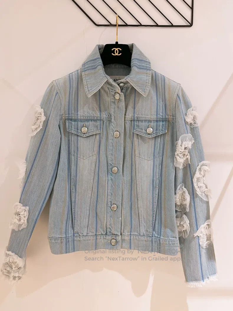 Chanel Chanel Waterfall series floral denim jacket Size XXS / US 00 / IT 34 - 1 Thumbnail