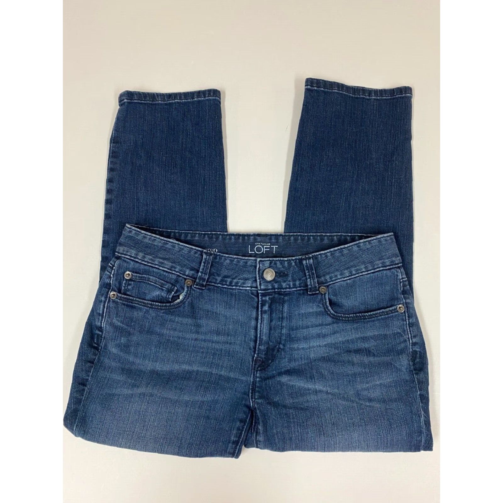 Loft LOFT Jeans Crop 2 Blue Denim Women Regular Cotton Blend Zip Inseam 23 in Zipper Solid Modern Size 26" / US 2 / IT 38 - 2 Thumbnail
