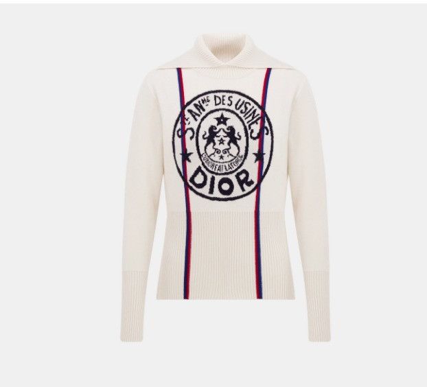 Dior o1w1db10225 324S77 Stand-Collar Sweater in White Size XL / US 12-14 / IT 48-50 - 1 Thumbnail