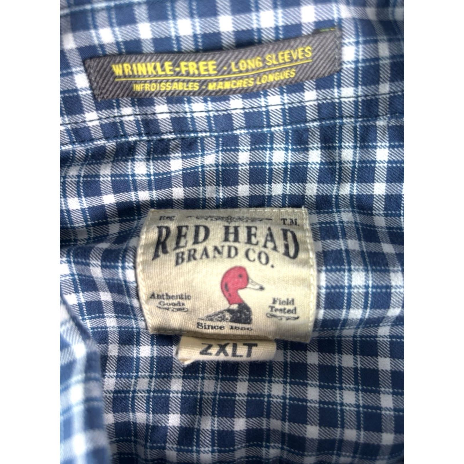 Vintage RedHead Men's 2XLT Blue Check Long Sleeve Wrinkle Free Plaid Shirt Shirt Wrinkle Resistant Button-Up Classic Casual Outdoorsman White? Size US XXL / EU 58 / 5 - 5 Thumbnail