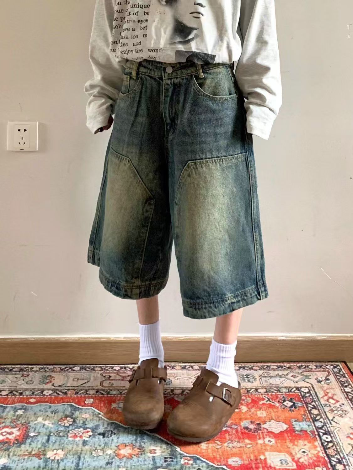 Japanese Brand × Jean Blue Street Vintage Washed Distressed Denim Shorts Size US 32 / EU 48 - 2 Thumbnail