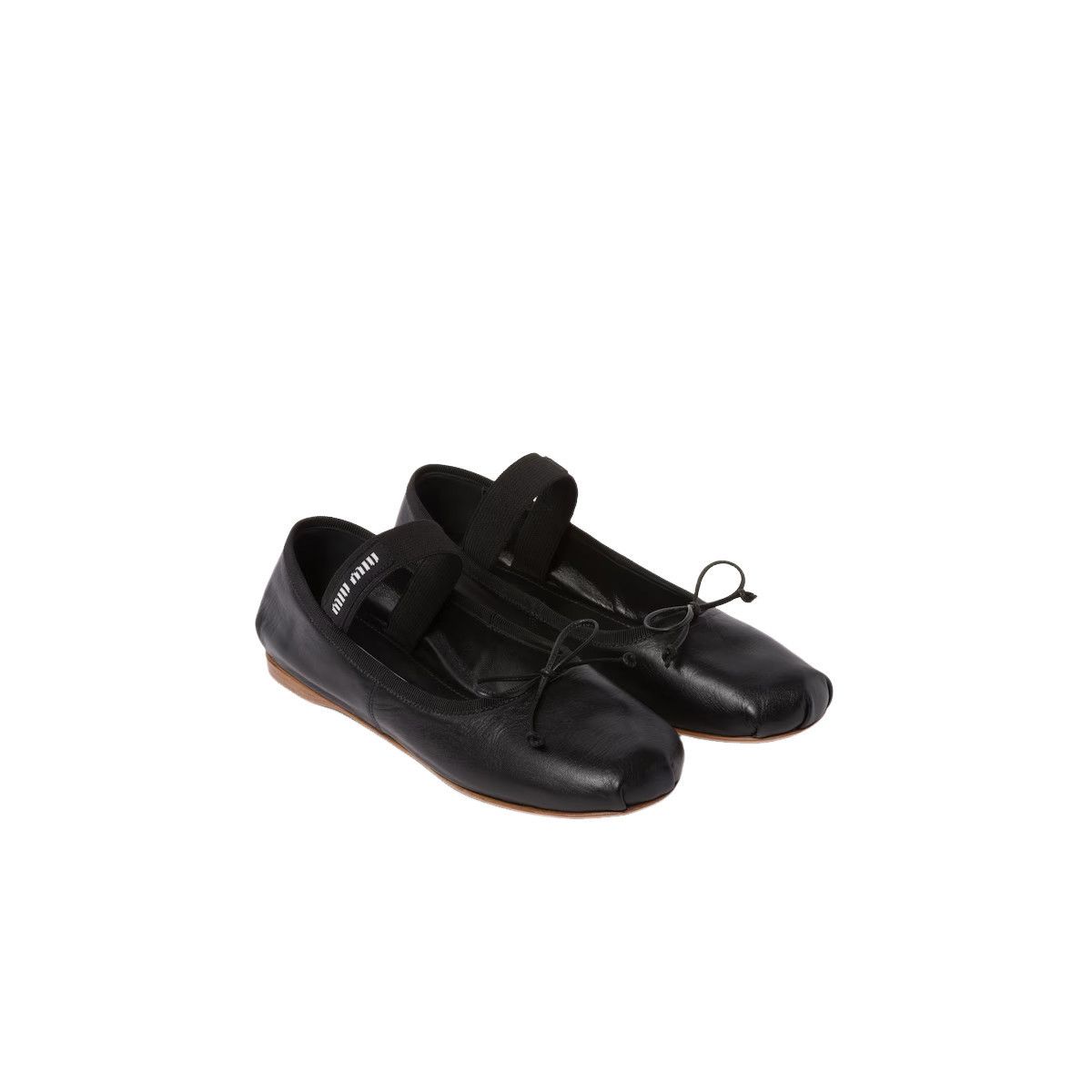MIU MIU $1020 Black Leather Ballerinas New And Authentic (Wo