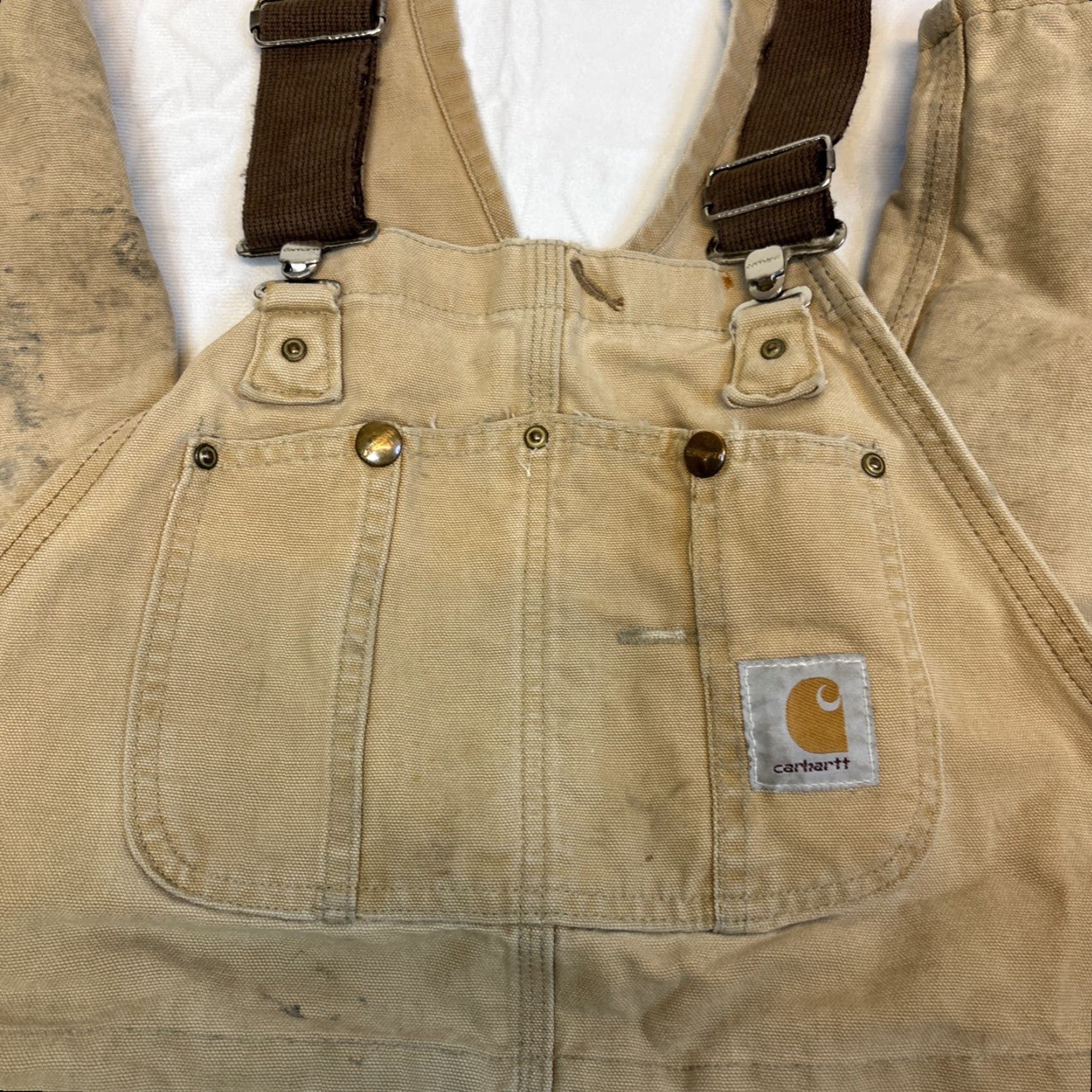 Carhartt VINTAGE Carhartt Dungarees Trousers Overalls Men 40 x 27 Tan Brown Quilted Duck Bib Double Knee 90s Grunge USA Mens Size US 40 / EU 56 - 2 Thumbnail