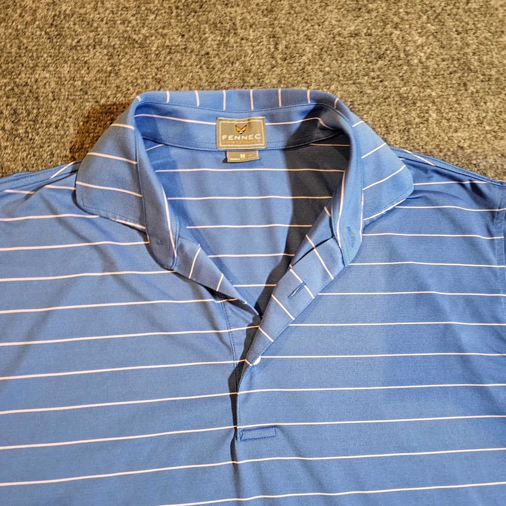 Vintage Fennec Shirt Mens Medium Blue Striped Golf Polo Short Sleeve Performance Casual Size US M / EU 48-50 / 2 - 2 Thumbnail