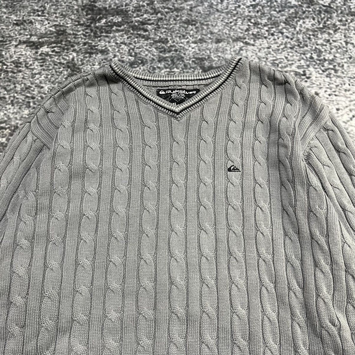 Quiksilver VINTAGE Y2K QUIKSILVER GRAY SURF SKATER CABLE KNIT SWEATER Size US XL / EU 56 / 4 - 4 Thumbnail