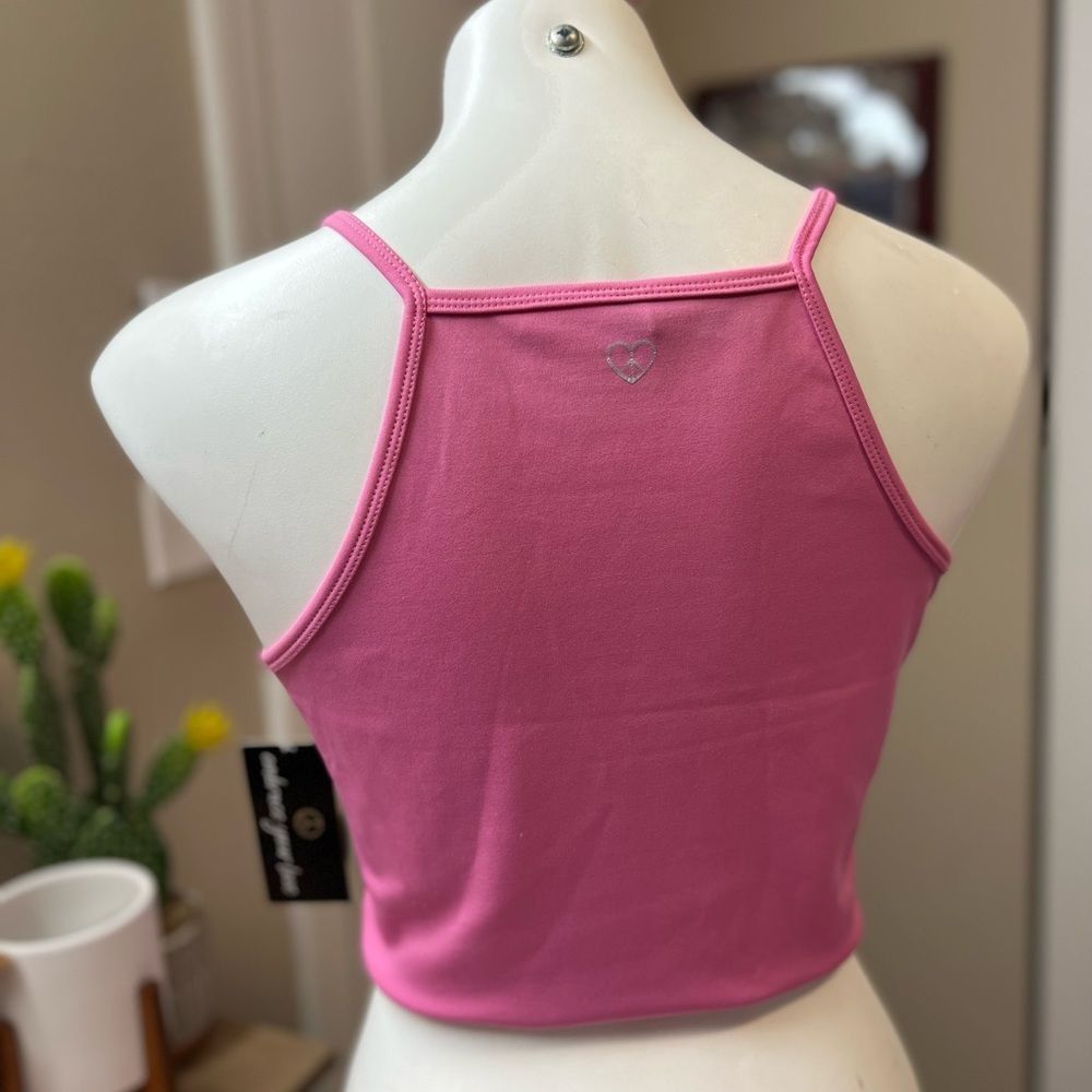 Other Athletic Sporty Pink Cropped Tank Top XL Stretch Activewear Size XL / US 12-14 / IT 48-50 - 4 Thumbnail