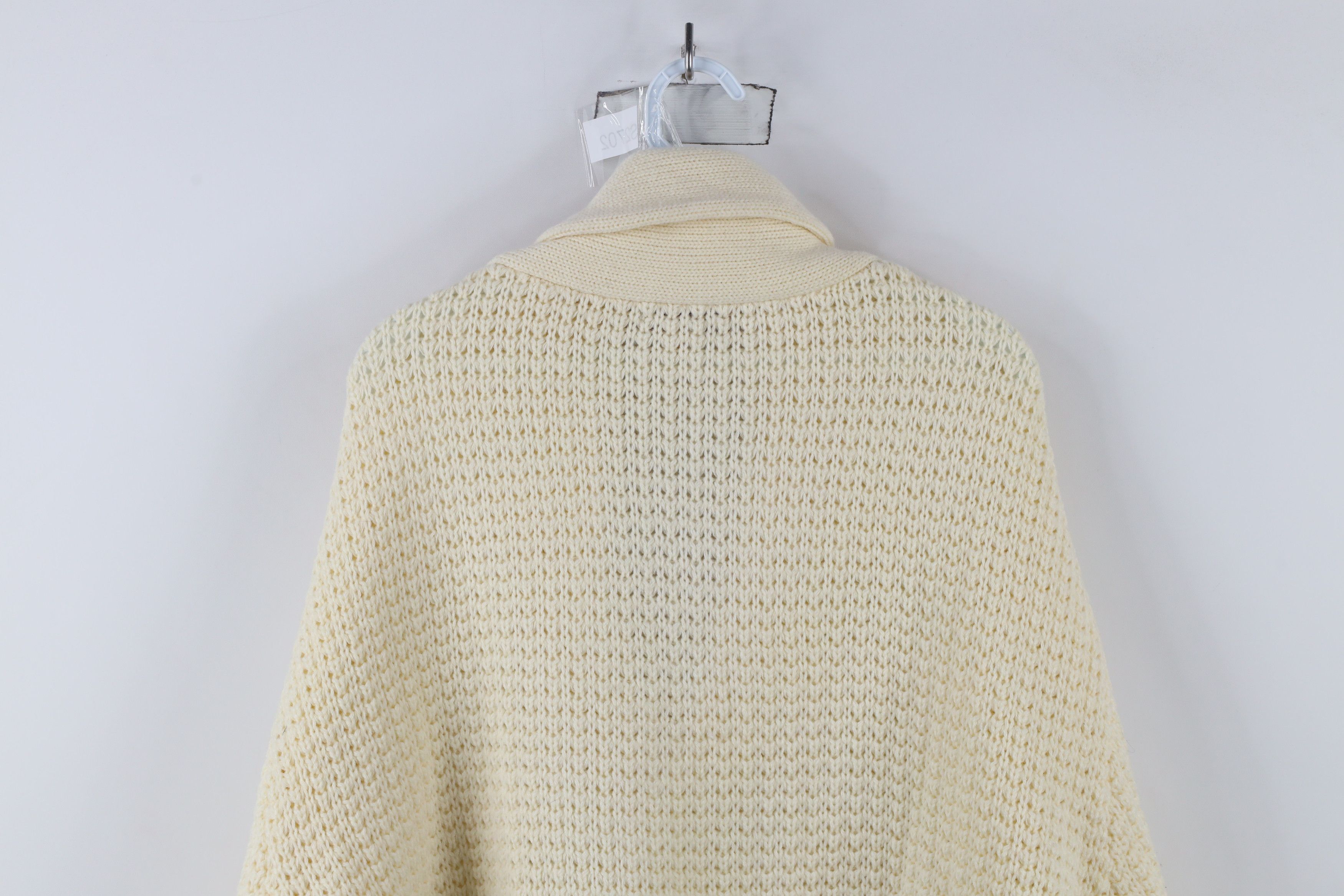 Vintage Vintage 90s Streetwear Knit Shawl Cardigan Sweater Cream Size US XXL / EU 58 / 5 - 10 Thumbnail