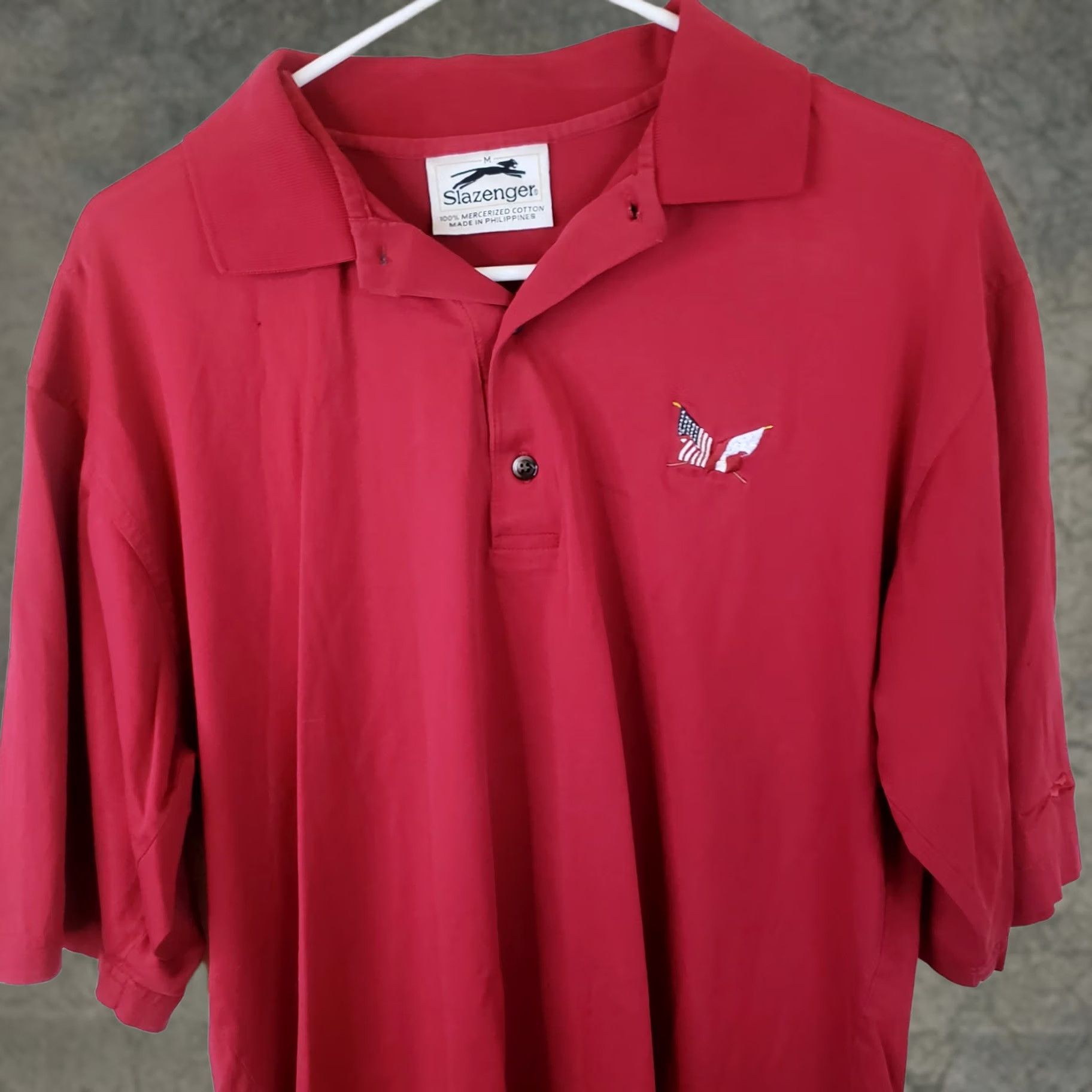 Vintage VINTAGE Slazenger Polo Shirt Mens M Solid Red Logo Secession Golf Club Flags Shirt Size US M / EU 48-50 / 2 - 1 Thumbnail