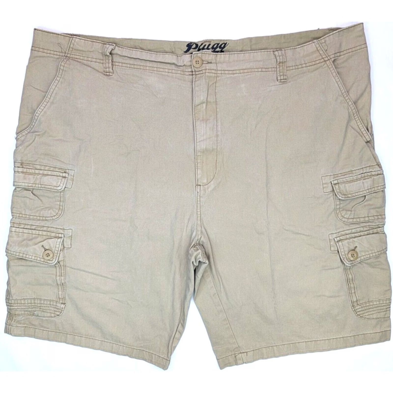 Vintage PLUGG Cargo Shorts Men 48 Beige Cotton Multi-Pocket Inseam 12 in Utility Hiking Pocketed Shorts Regular Mens Size US 32 / EU 48 - 2 Thumbnail
