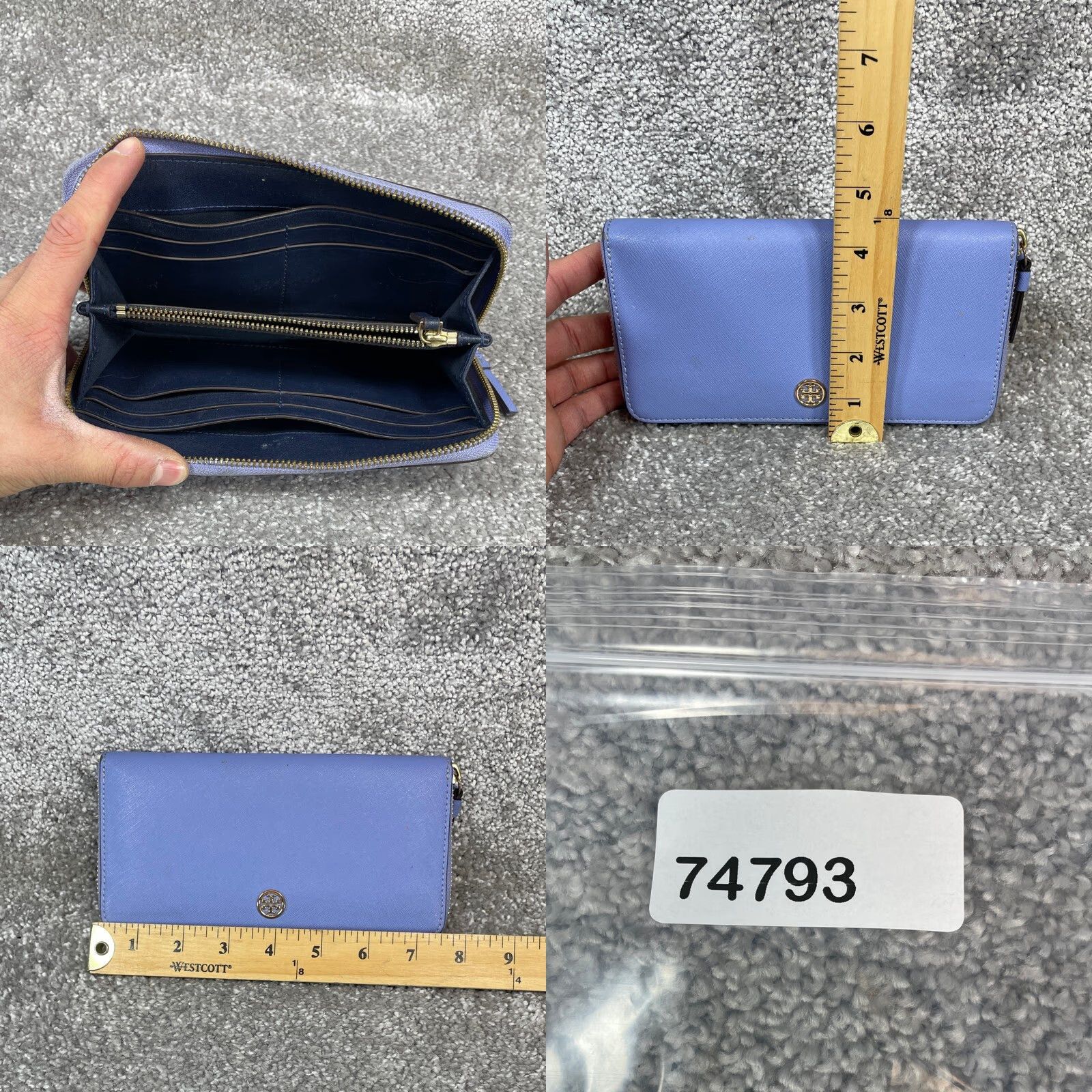 Tory Burch VINTAGE Tory Burch Wallet Womens Blue Leather Wristlet Inner Pocket Hand Card Credit Leather Wallet Size ONE SIZE - 8 Thumbnail