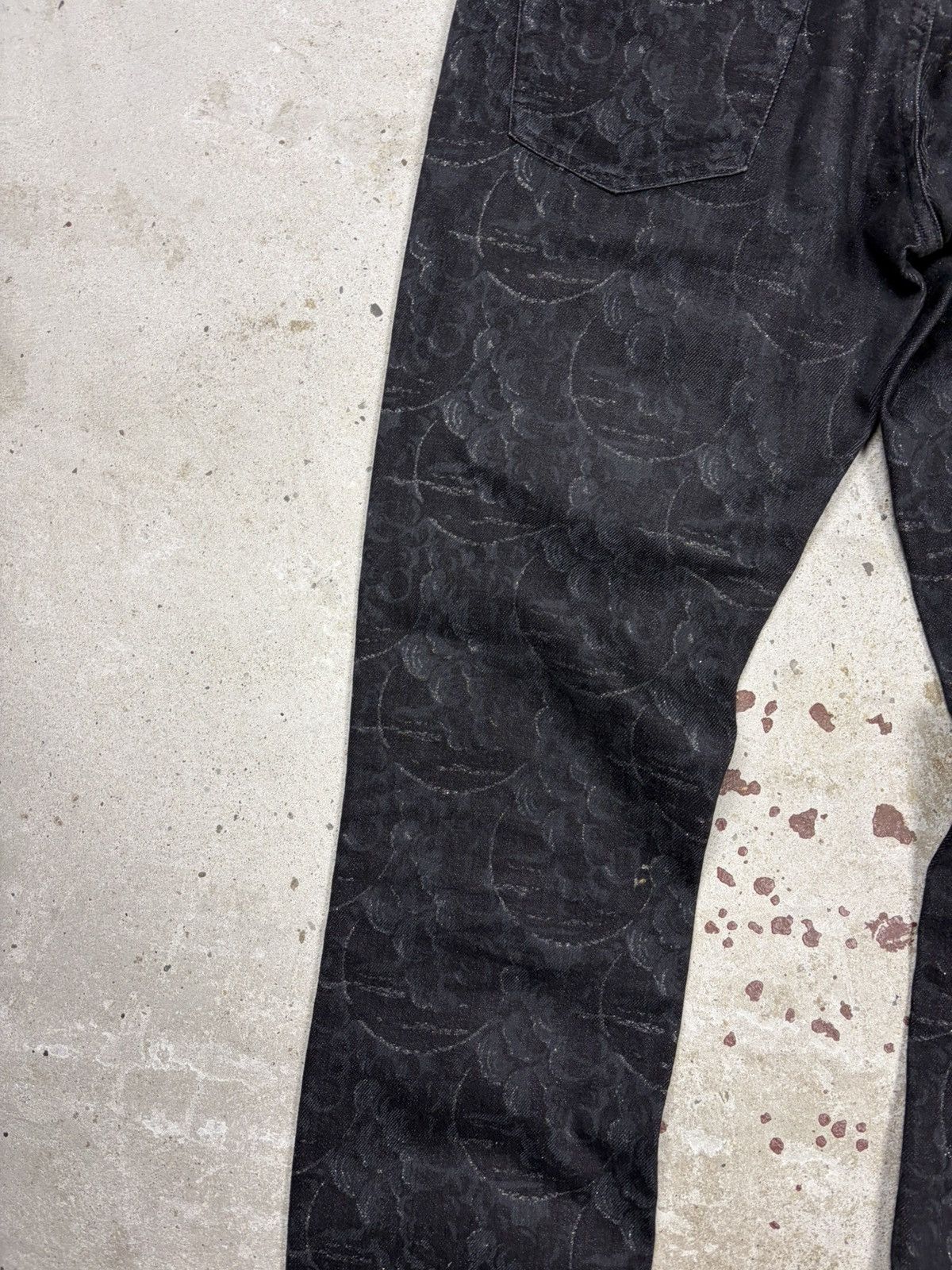 Just Cavalli 2000s Just Roberto Cavalli Abstract Floral Print Black Jeans Size 30" / US 8 / IT 44 - 15 Thumbnail