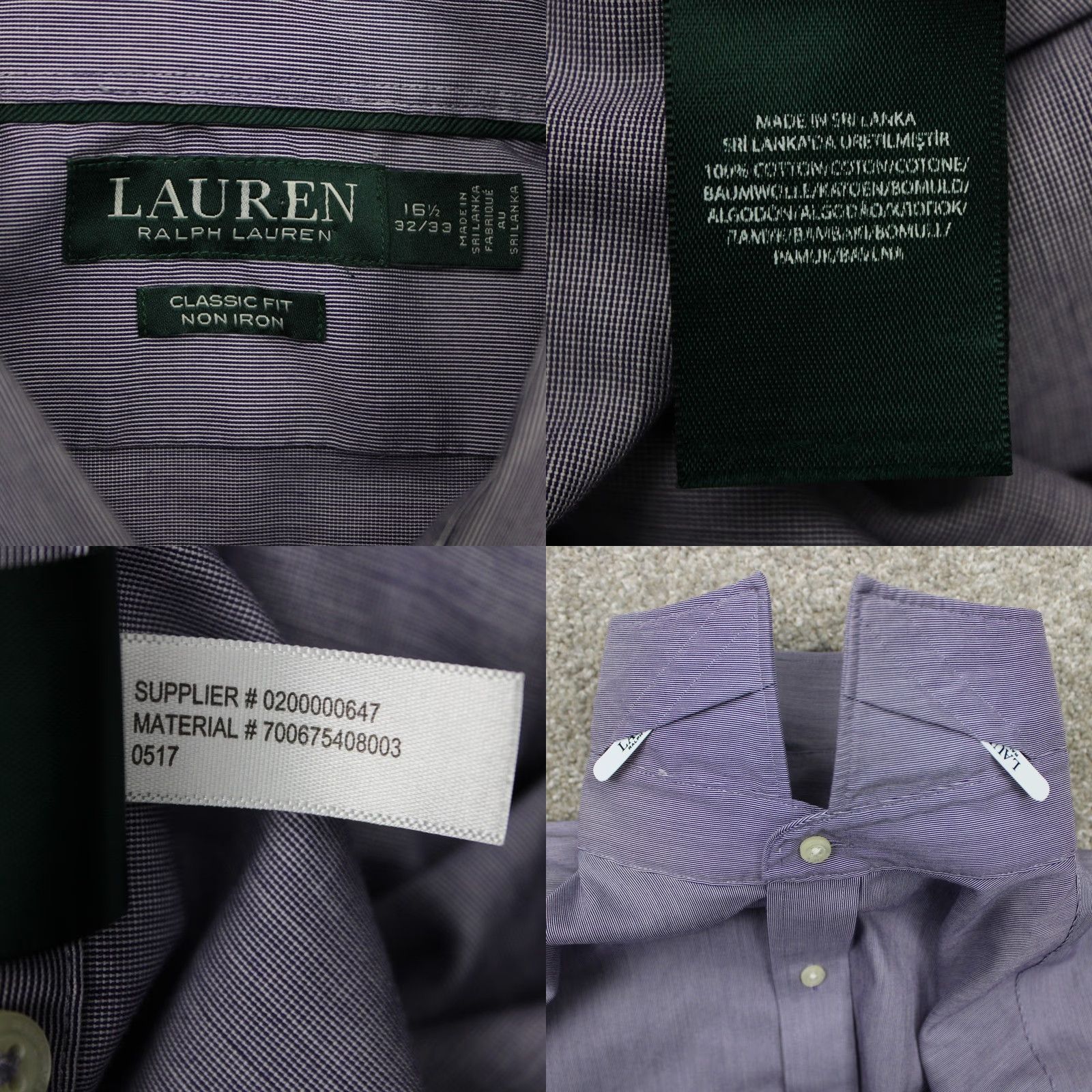 Ralph Lauren LAUREN Ralph Lauren Shirt Mens 16 1/2 32/33 Purple Classic Fit Non Iron L/S Shirt Regular 100% Cotton Dress Shirt Mens Redefine Build? Size US XL / EU 56 / 4 - 8 Thumbnail