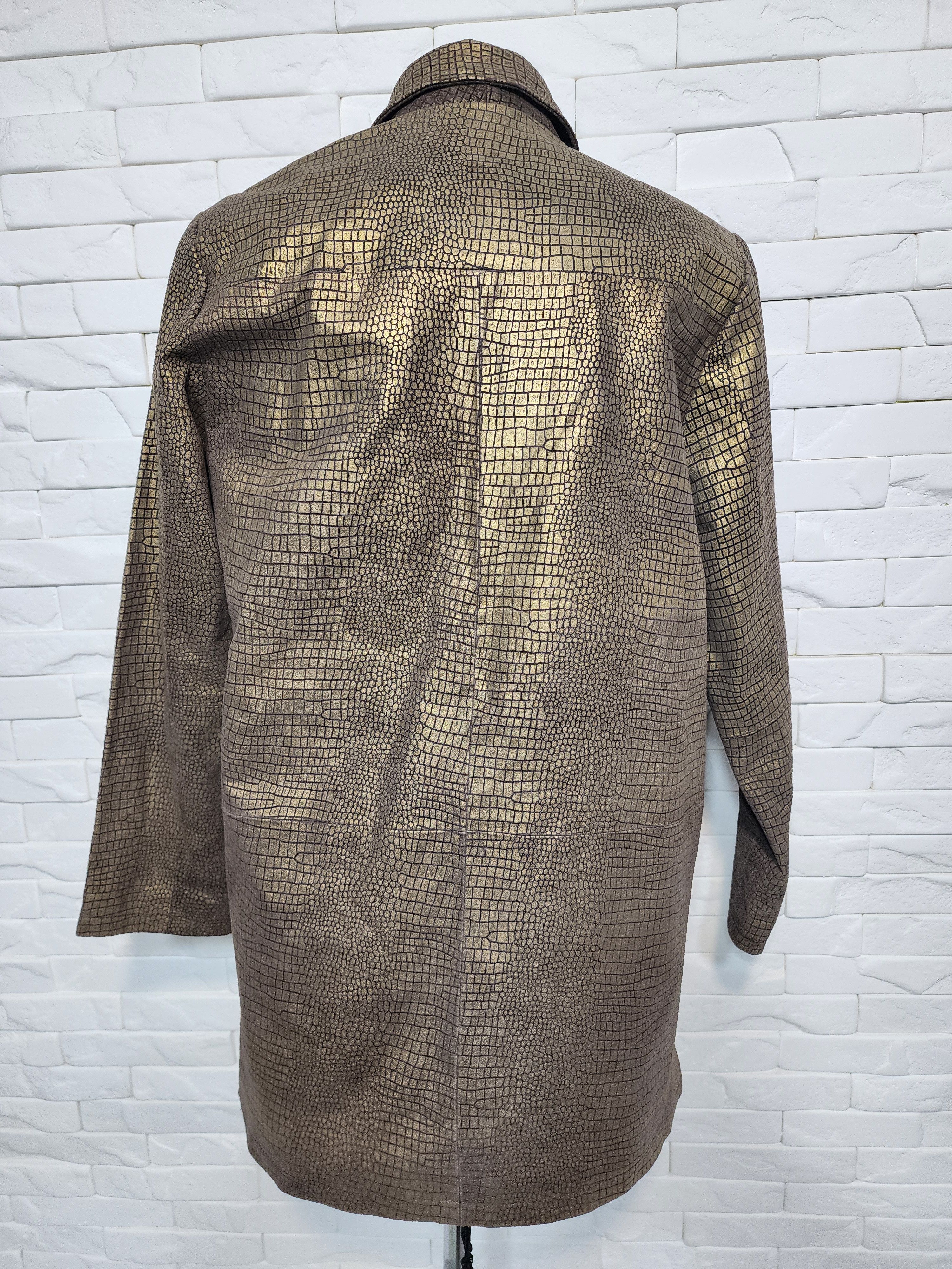 Genuine Leather Women's leather jacket in gold color. Size L / US 10 / IT 46 - 4 Thumbnail