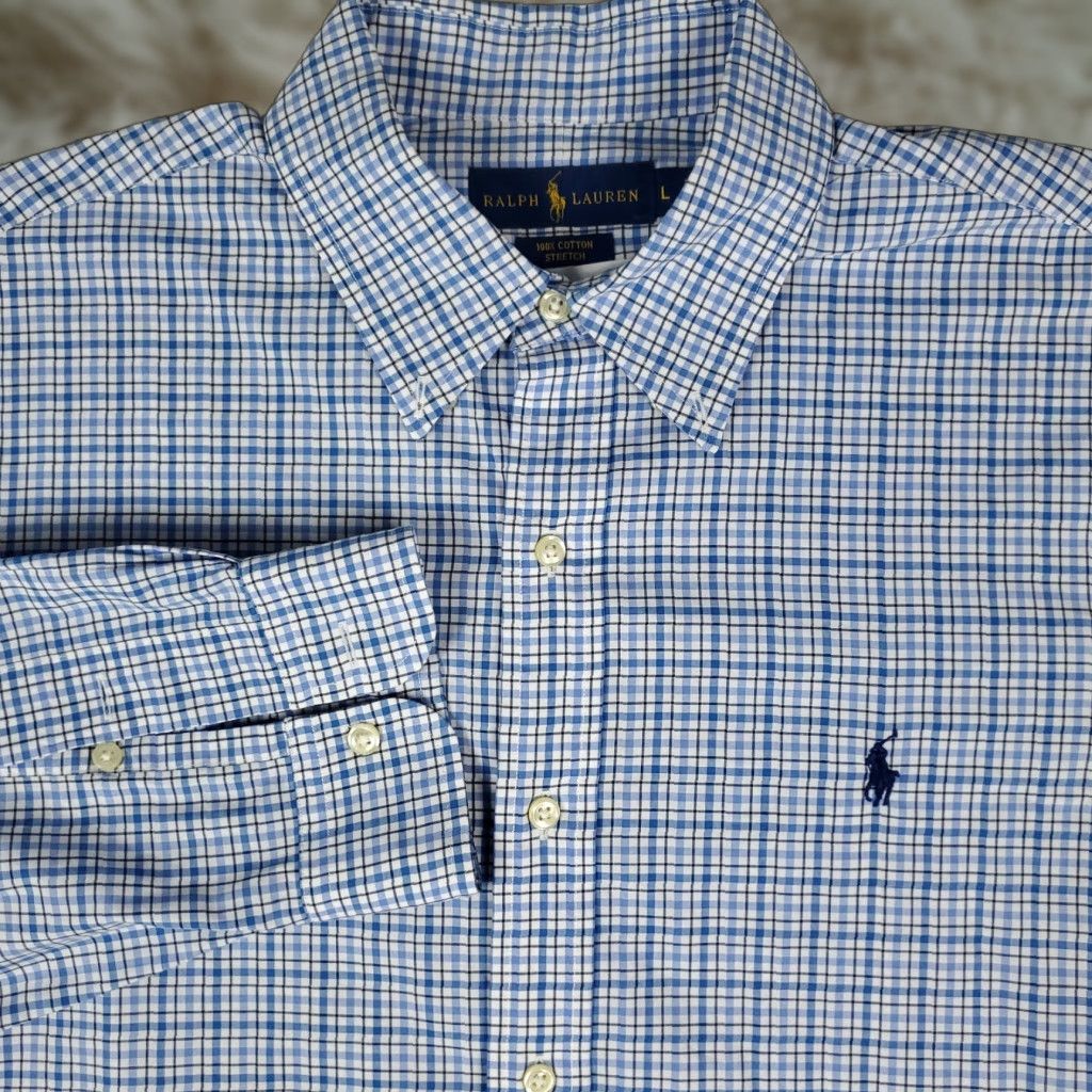 Ralph Lauren Ralph Lauren Shirt Mens Large Blue Plaid Pony Casual Button Up Long Sleeve Size US L / EU 52-54 / 3 - 1 Thumbnail