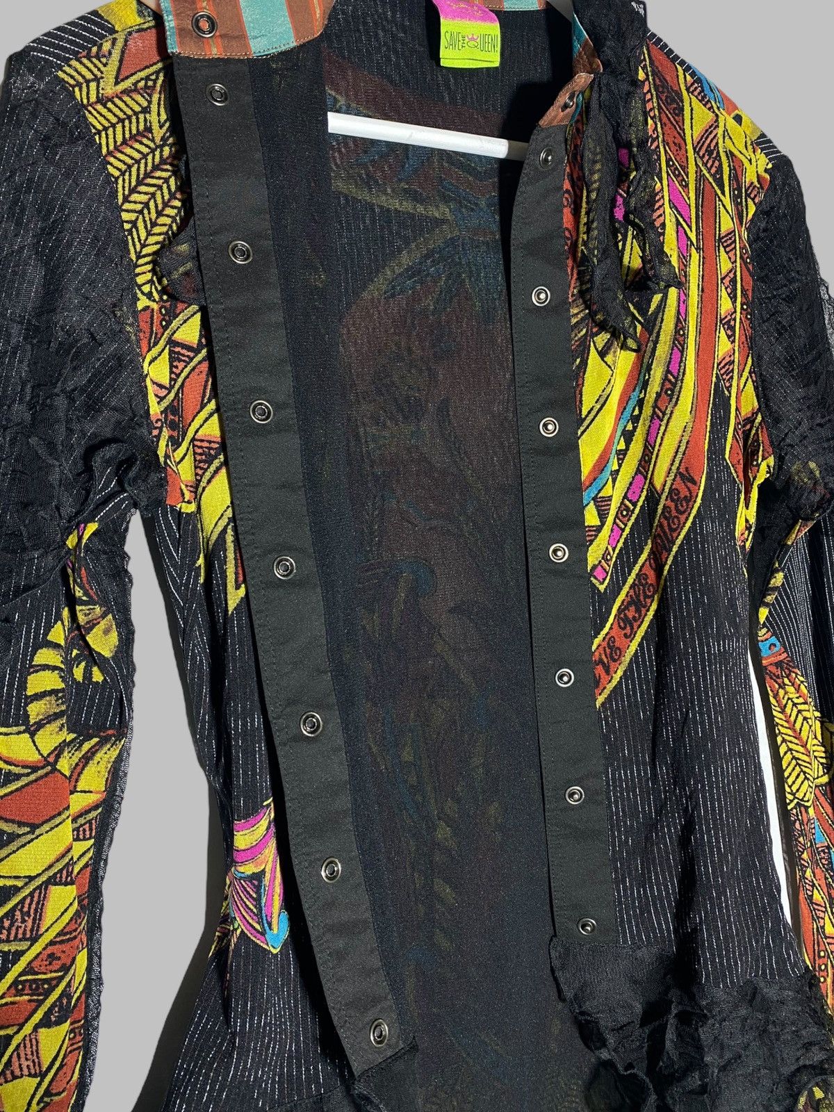 Designer × Vintage Save The Queen Women Art To Wear Top Blouse Button Up Size S / US 4 / IT 40 - 21 Thumbnail