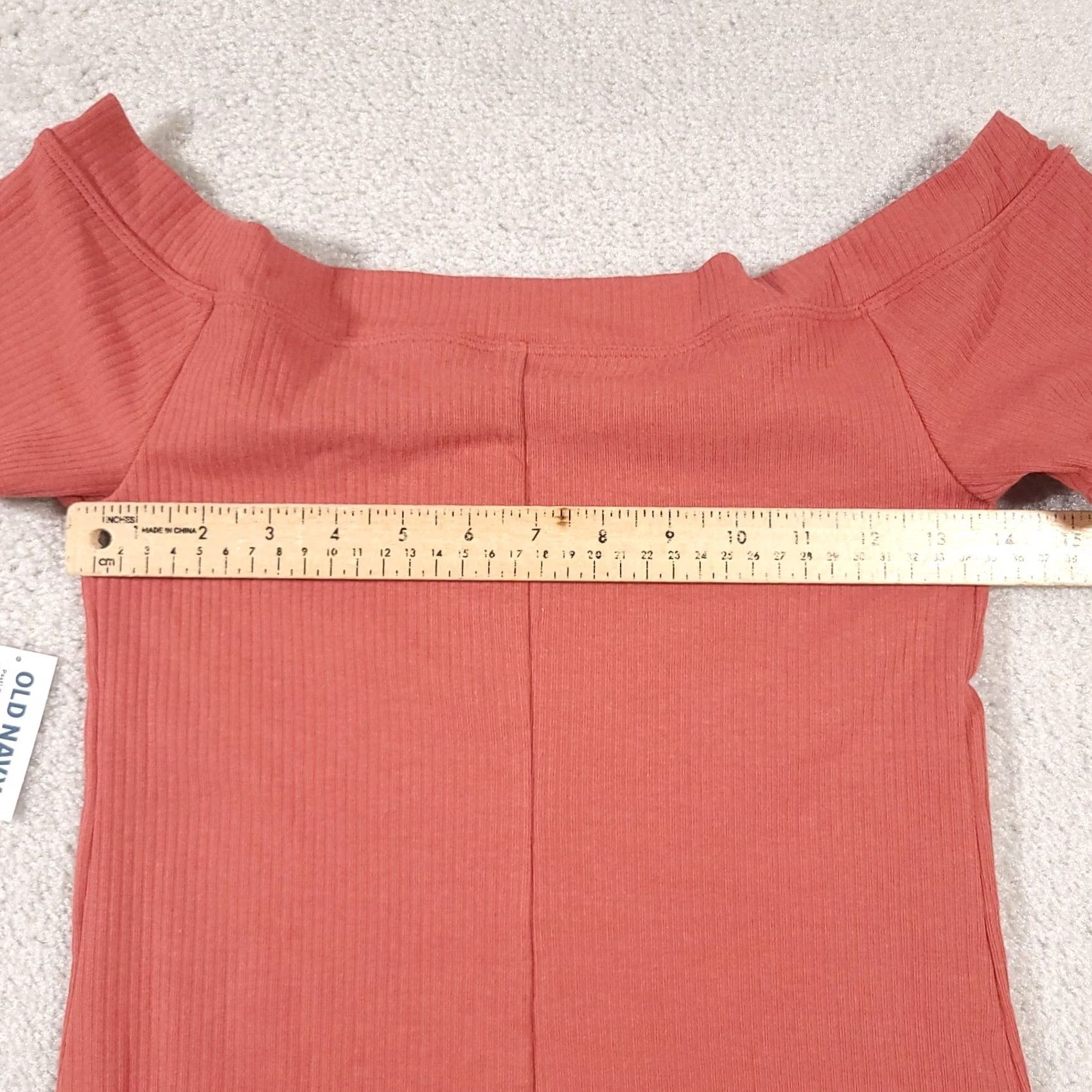 Old Navy Old Navy Mini Short Dress Women's M Mineral Rouge Off-Shoulder Ribbed Dress Short Sleeve Cotton Modal Spandex Knit Womens Modern Casual Planets? Size 32" / US 10 / IT 46 - 5 Thumbnail