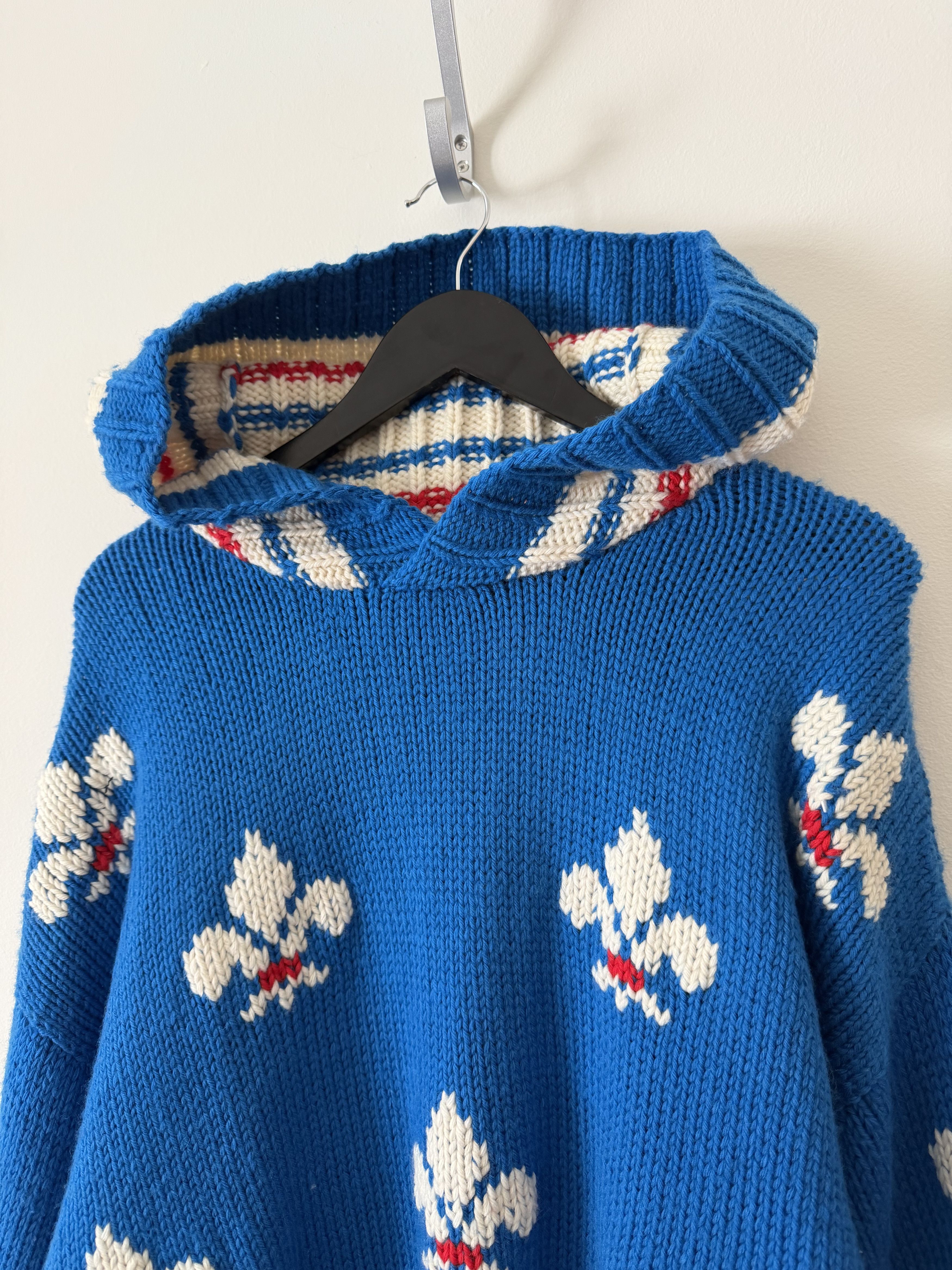 Bode Bode Fleur De Lis Knit Hoodie in Blue Size US XL / EU 56 / 4 - 2 Thumbnail