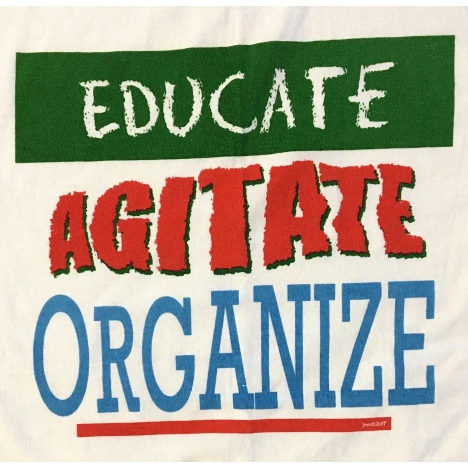 Vintage Vtg 90s Teacher Educate Agitate Organize Faded Shirt M School Funny Joke Grunge Shirt Mens M White Vintage 90s Grunge Teacher Shirt Size US M / EU 48-50 / 2 - 2 Thumbnail