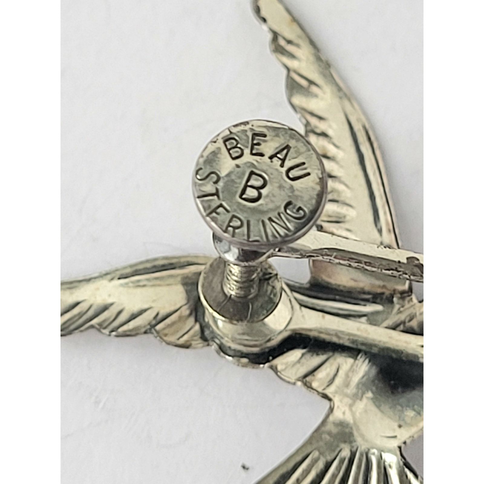 Other Signed BEAU Sterling Silver Seagull Bird Earrings Vintage Size ONE SIZE - 4 Thumbnail