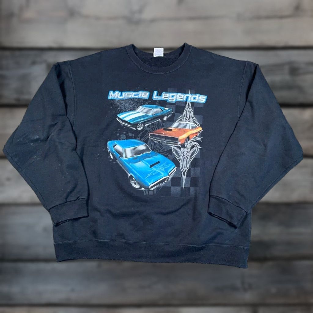 Jerzees Jerzees Sweatshirt Adult XL Black Car Print Graphic 90s Retro Mens Size US XL / EU 56 / 4 - 1 Thumbnail
