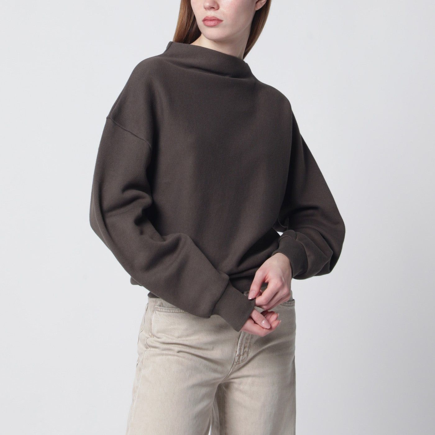 6397 6397 Mud-Coloured Draped Sweatshirt Size XS / US 0-2 / IT 36-38 - 1 Thumbnail