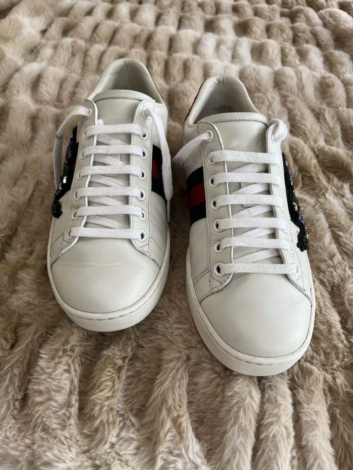 Gucci Gucci Ace Crystal Snake Sneakers Size US 7.5 / IT 37.5 - 4 Thumbnail