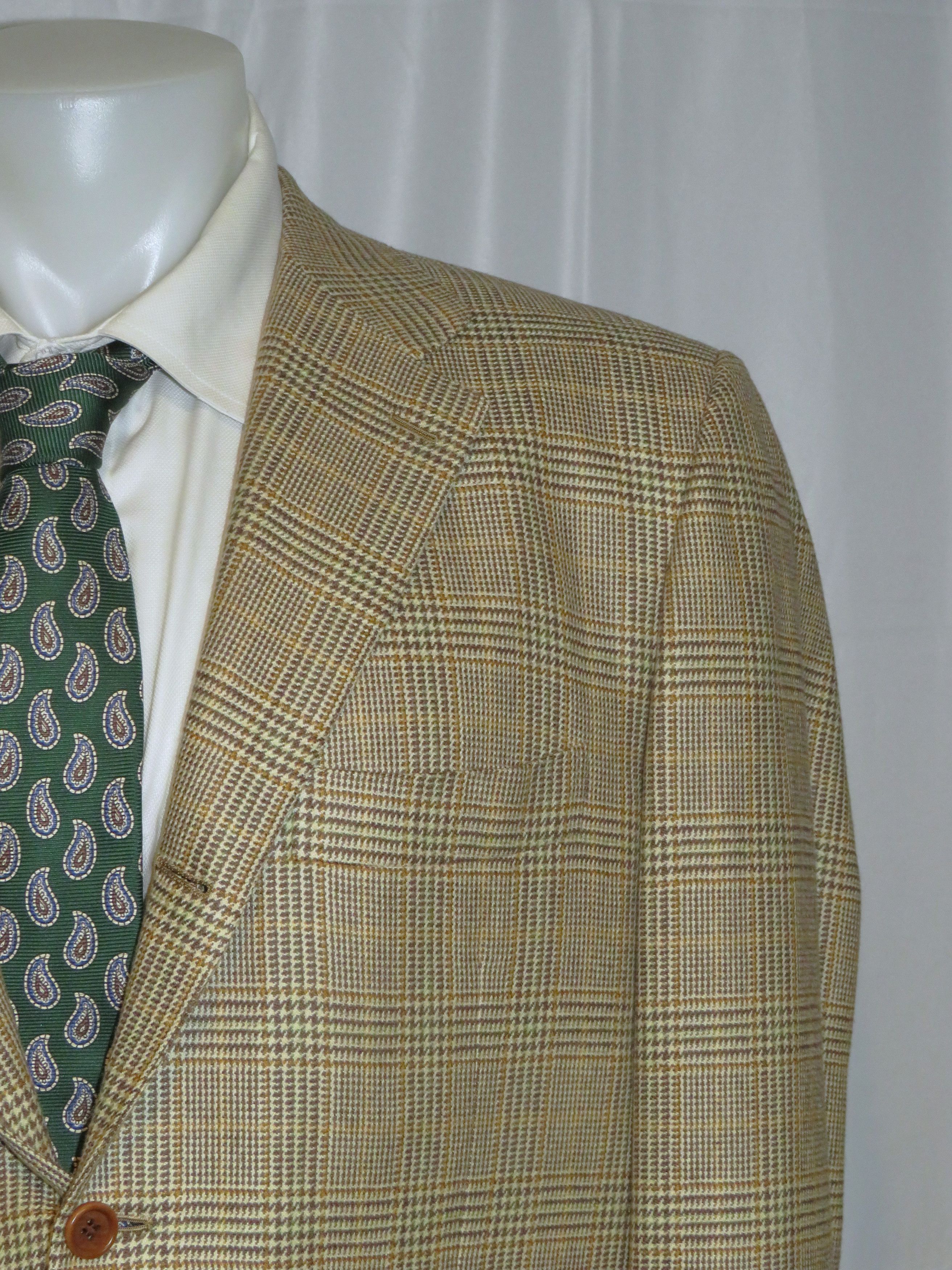 Kiton 100% Cashmere Light Brown Plaid Three Roll Two Blazer 44R Size 44R - 3 Thumbnail