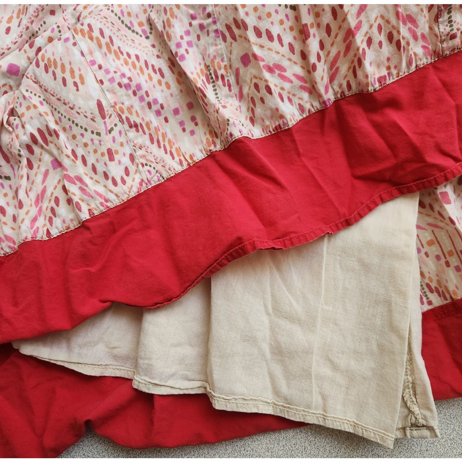 Other JM Collection White Pink Red Dot Print Ruffled Hem Skirt 12 Size 34" / US 12 / IT 48 - 3 Thumbnail