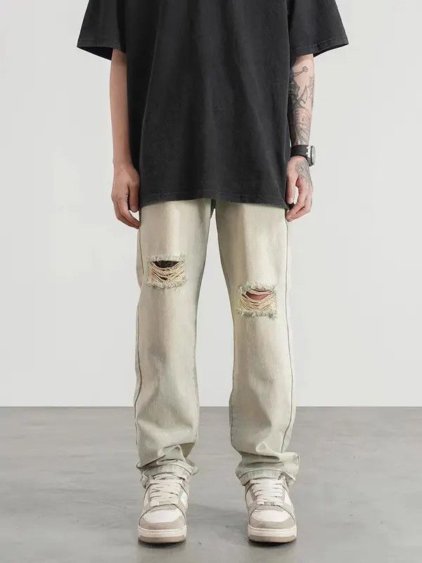 Japanese Brand VIBE Street washed distressed yellowed ripped jeans Size US 30 / EU 46 - 4 Thumbnail