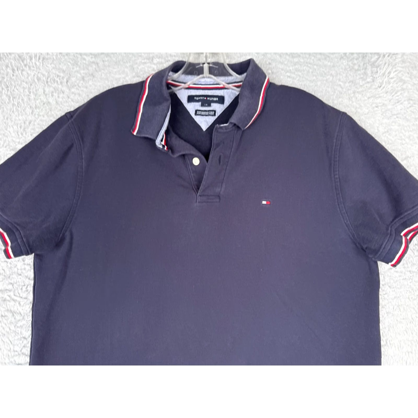 Tommy Hilfiger VINTAGE Tommy Hilfiger Polo Shirt Men Large Blue 100% Cotton Performance Pique READ Size US L / EU 52-54 / 3 - 4 Thumbnail