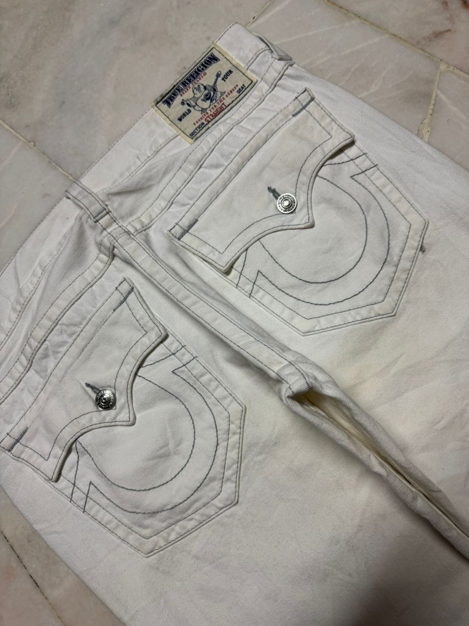 True Religion 💥BigSize💥Y2K True Religion Straight Sick Thrashed White Jean Size US 38 / EU 54 - 7 Thumbnail