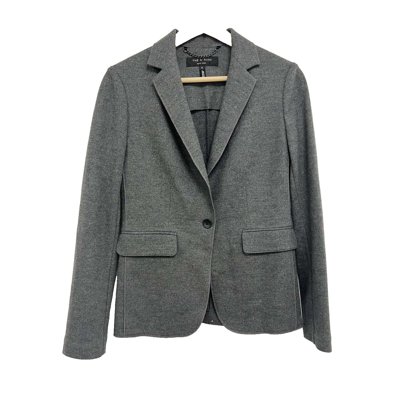 Rag & Bone Rag & Bone Razor 100% Wool Blazer Grey 0 A000639 Size XS / US 0-2 / IT 36-38 - 2 Thumbnail