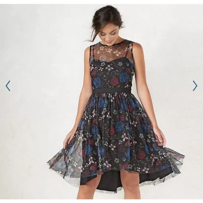 Disney Disney LC Lauren Conrad Snow White Black Floral Tulle Dress Size S / US 4 / IT 40 - 1 Thumbnail