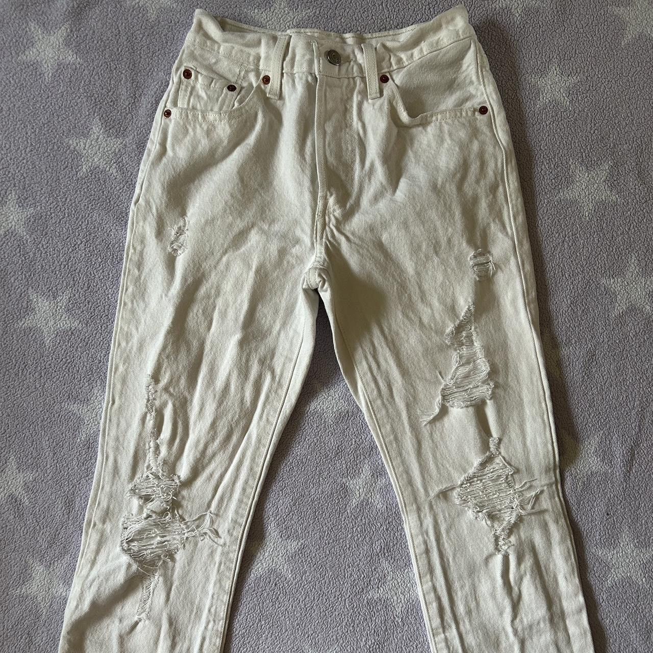 Levi's Levi's Denim White Ripped Jeans Size 24" / US 00 / IT 34 - 3 Thumbnail