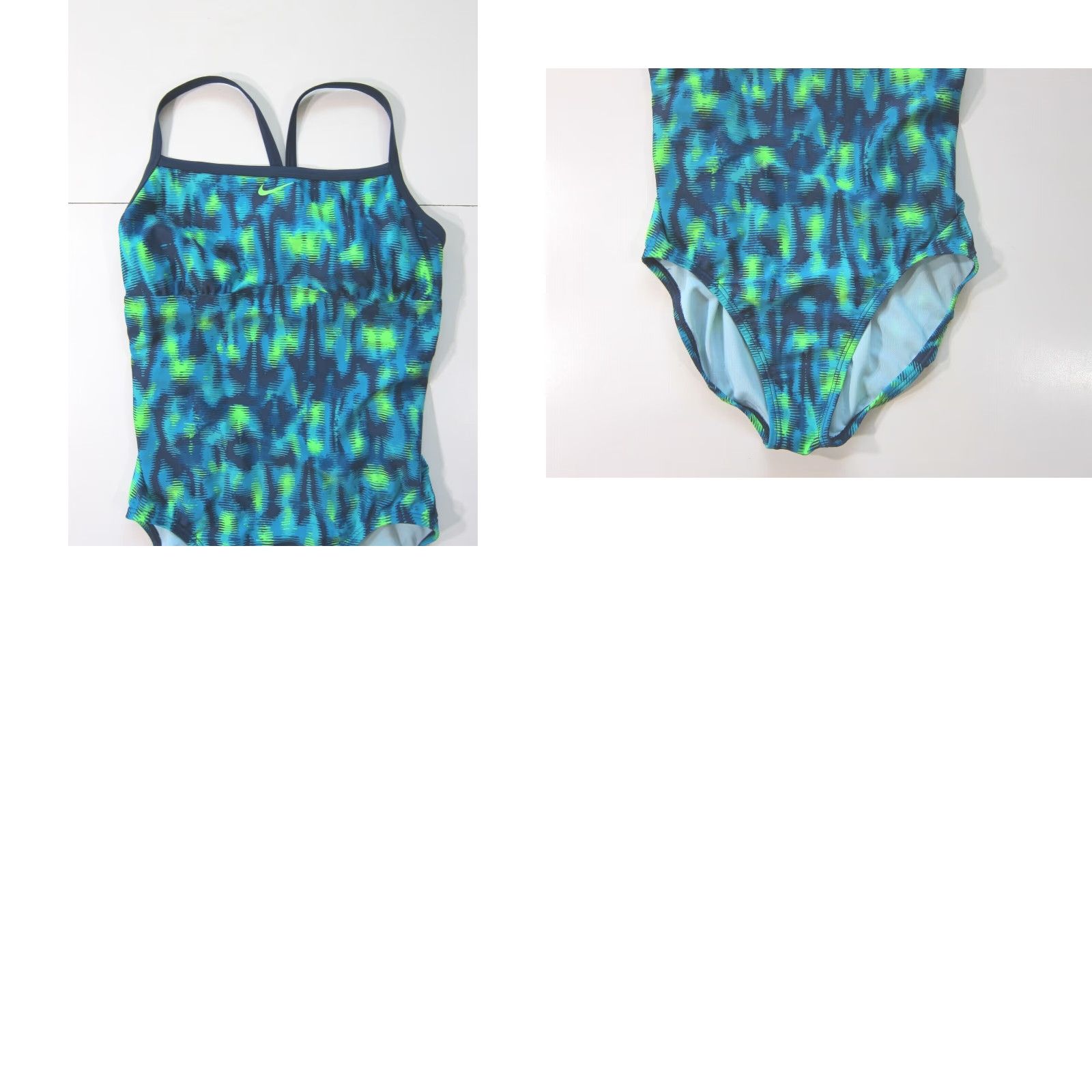 Nike Nike Blue Green Geometric Racerback Slimming Team One Piece Swimsuit Women 10 Size ONE SIZE - 8 Thumbnail