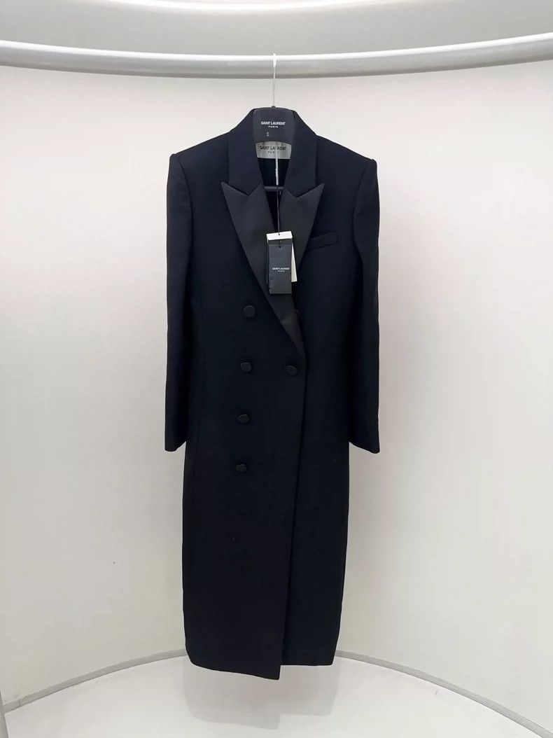 Yves Saint Laurent YSL Black Long Formal Coat - dmc Size US M / EU 48-50 / 2 - 1 Thumbnail