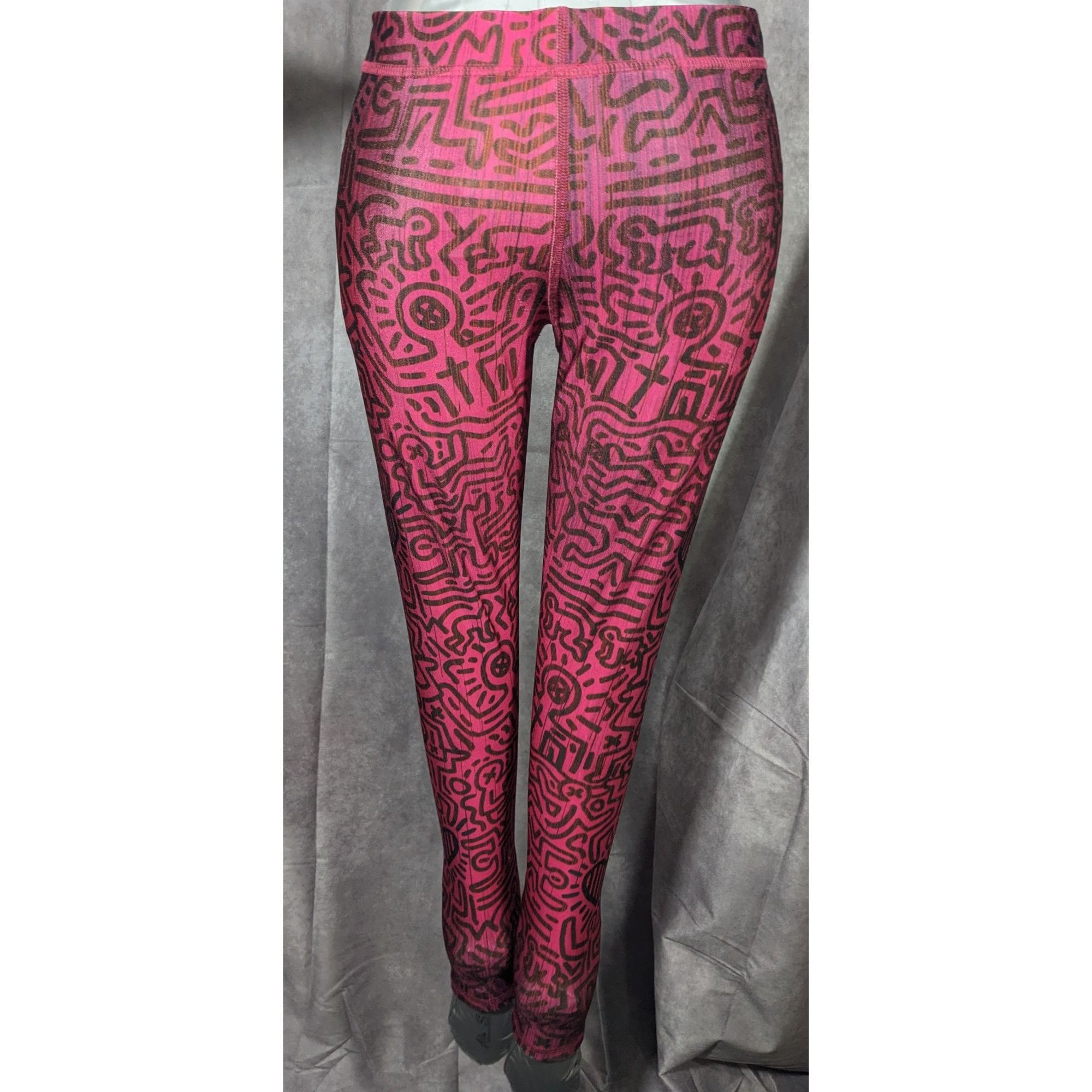 Keith Haring × Terez Terez x Keith Haring Pink And Black Love Themed Leggings Siz Size 28" / US 6 / IT 42 - 8 Thumbnail