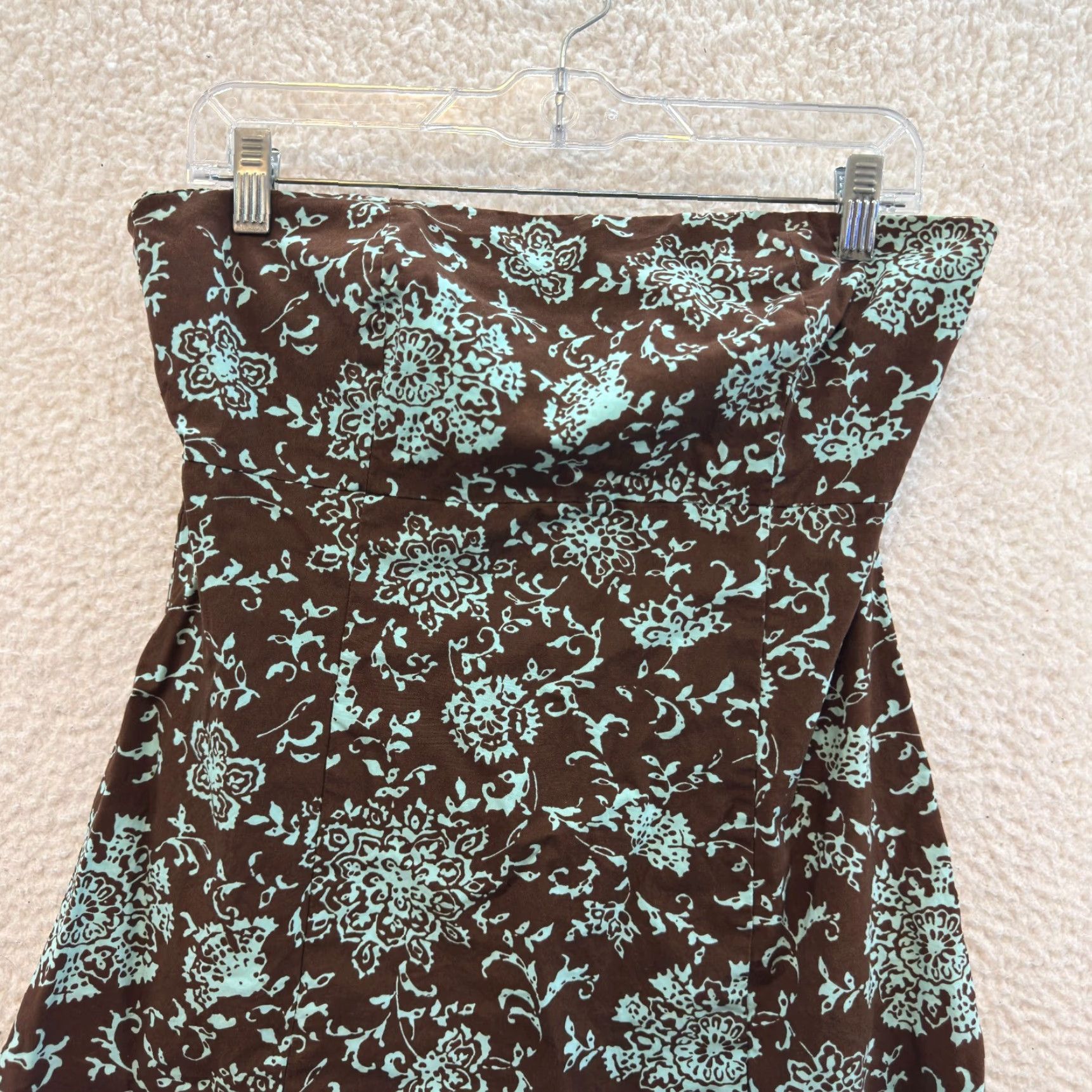 Gap VINTAGE Gap Midi Dress 10 Brown Blue Floral Strapless A-Line Fairy Grunge Dress Ladies Size L / US 10 / IT 46 - 3 Thumbnail