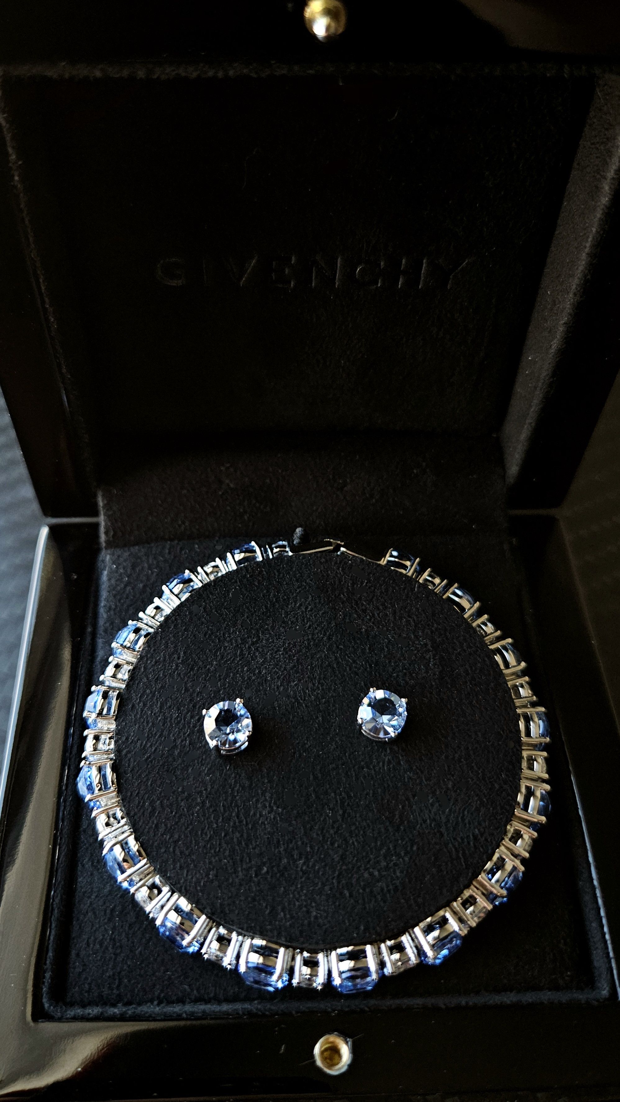 Givenchy 💙 Blue Crystal Cubic Silver Tennis Bracelet Size ONE SIZE - 6 Thumbnail