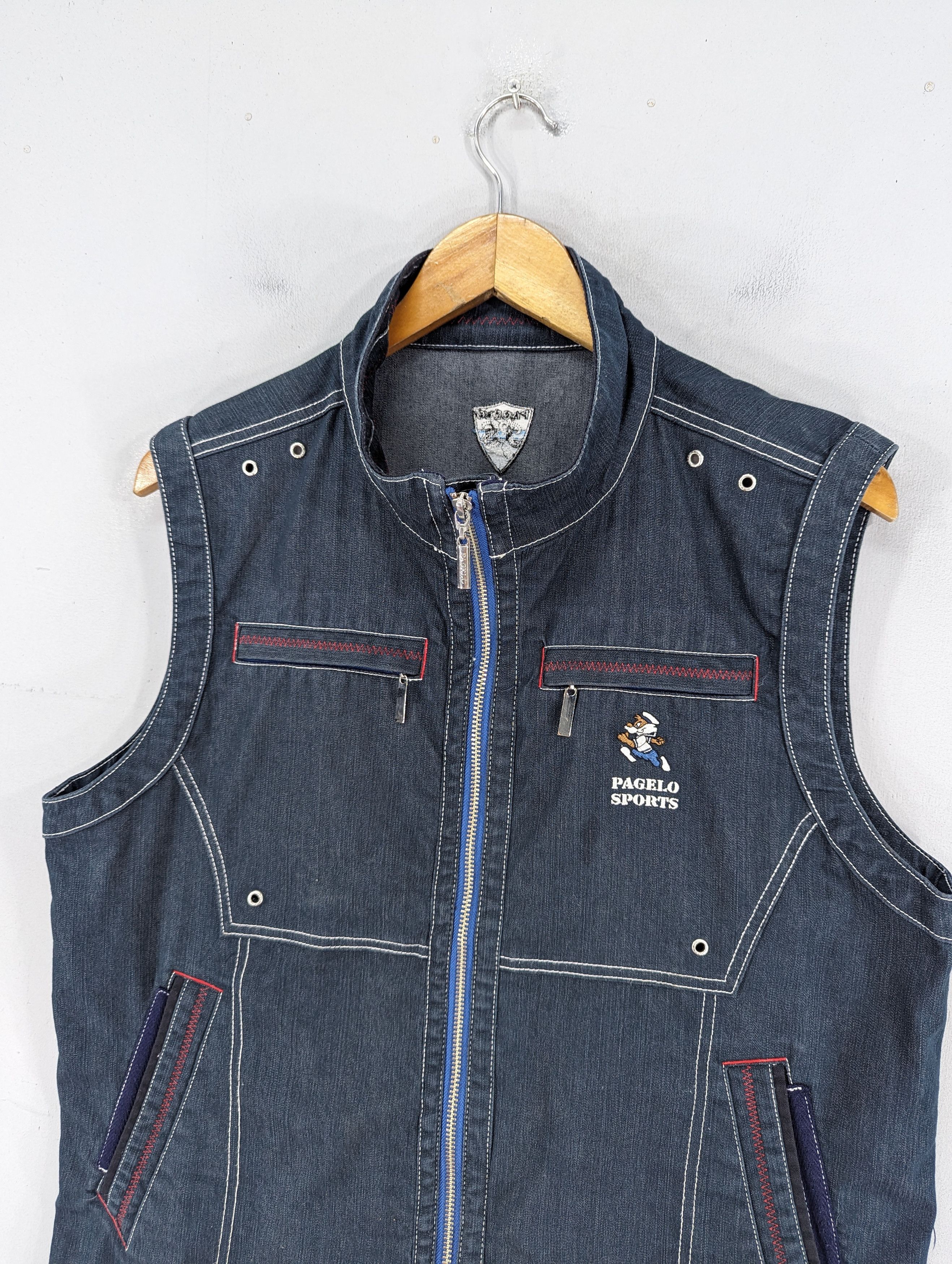 Other Vintage 90s Pagelo Sport Denim Vest Jacket Size US M / EU 48-50 / 2 - 6 Thumbnail