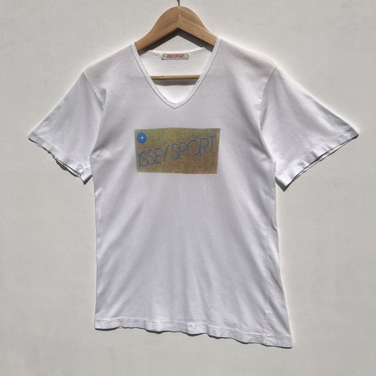 Issey Miyake Vintage 80s Issey Sport V-Neck Tee Spellout Issey Miyake Size US S / EU 44-46 / 1 - 3 Thumbnail