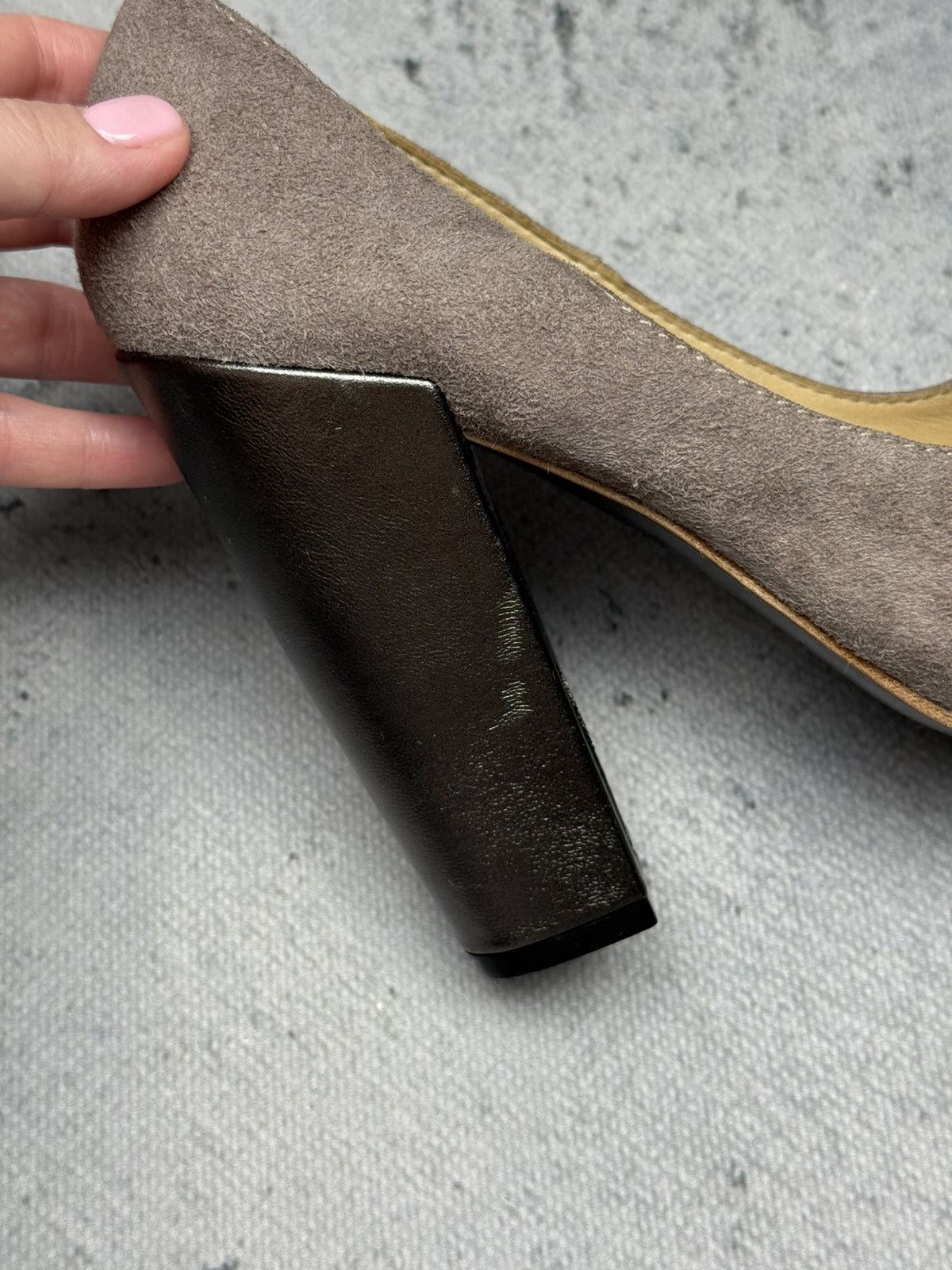 Acne Studios Vintage Acne Studios Taupe Suede Chunky Block Heel Pumps Lux Size US 7 / IT 37 - 21 Thumbnail